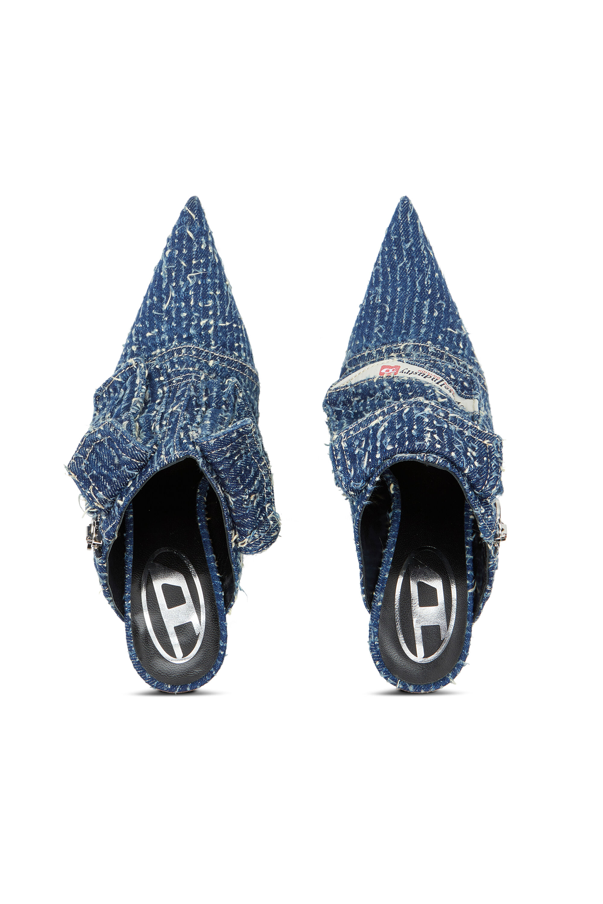 Diesel - D-VENUS POCKET ML, Female's D-Venus-Heeled mules in bouclé denim in Blue - 5