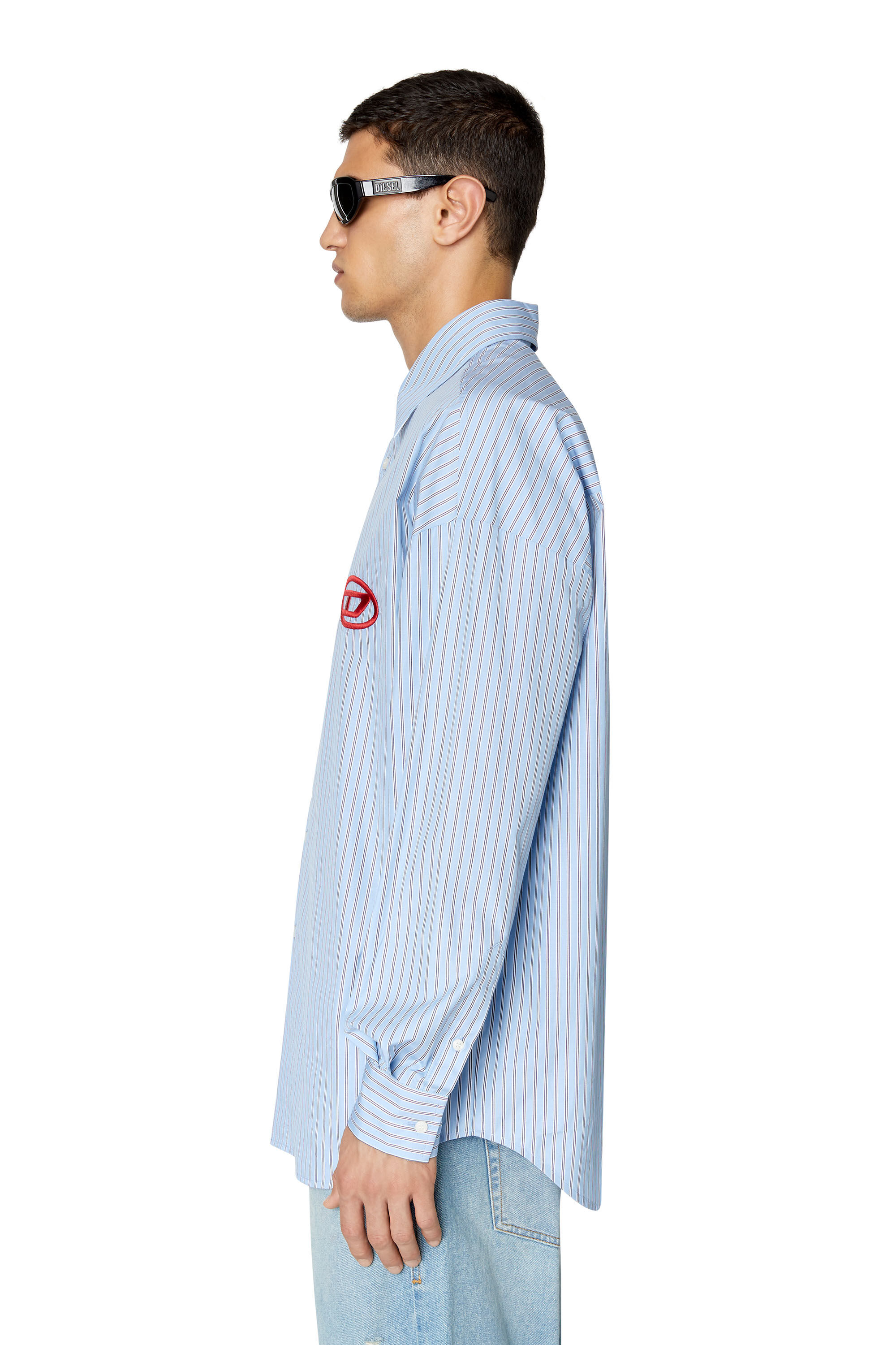 S-DOUBLY-STRIPE-NW Man: Striped shirt with logo embroidery | Diesel