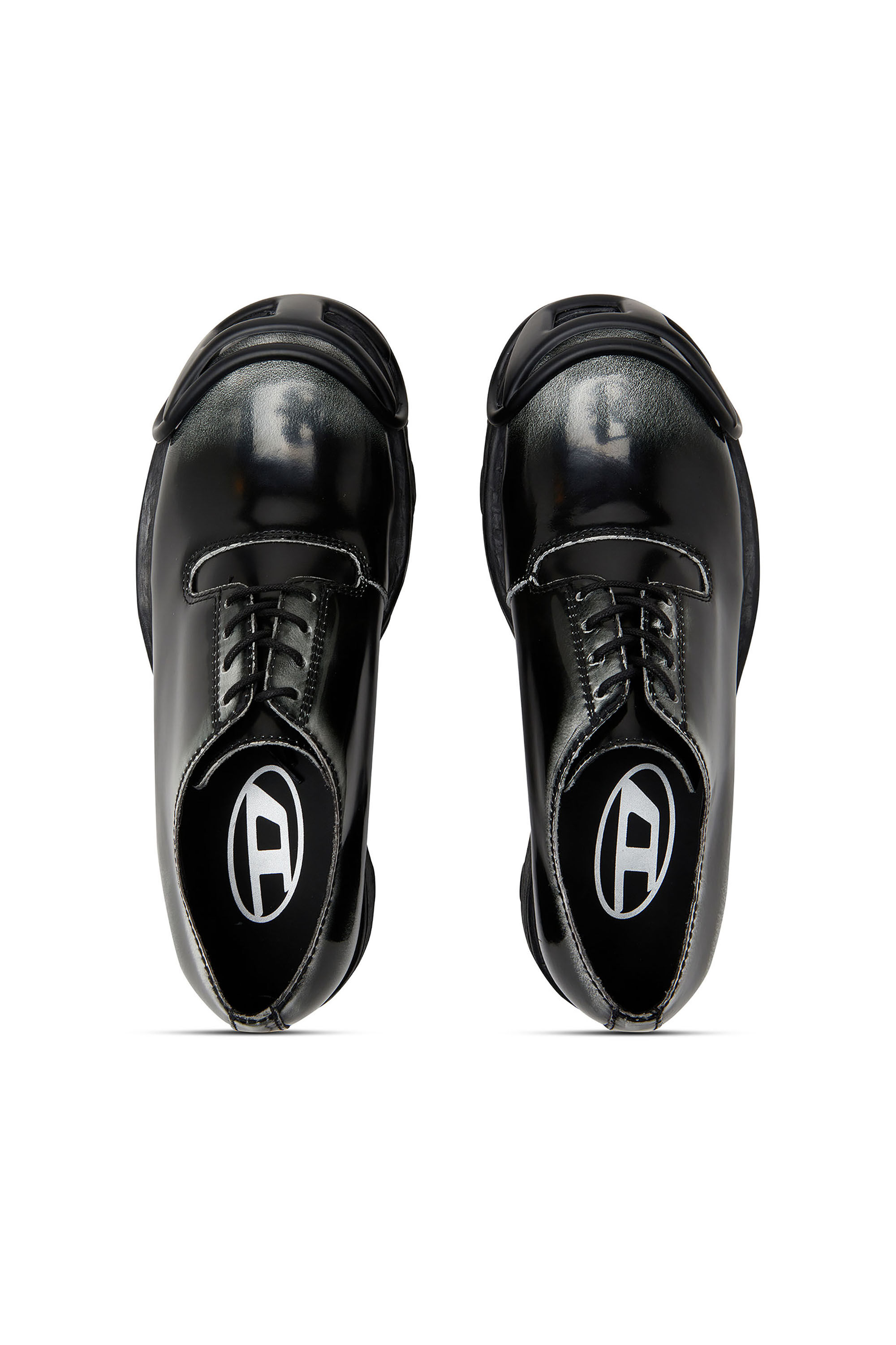 Diesel - D-HAMMER SO D, Male's D-Hammer-Derby shoes in shiny two-tone leather in Black/White - 5