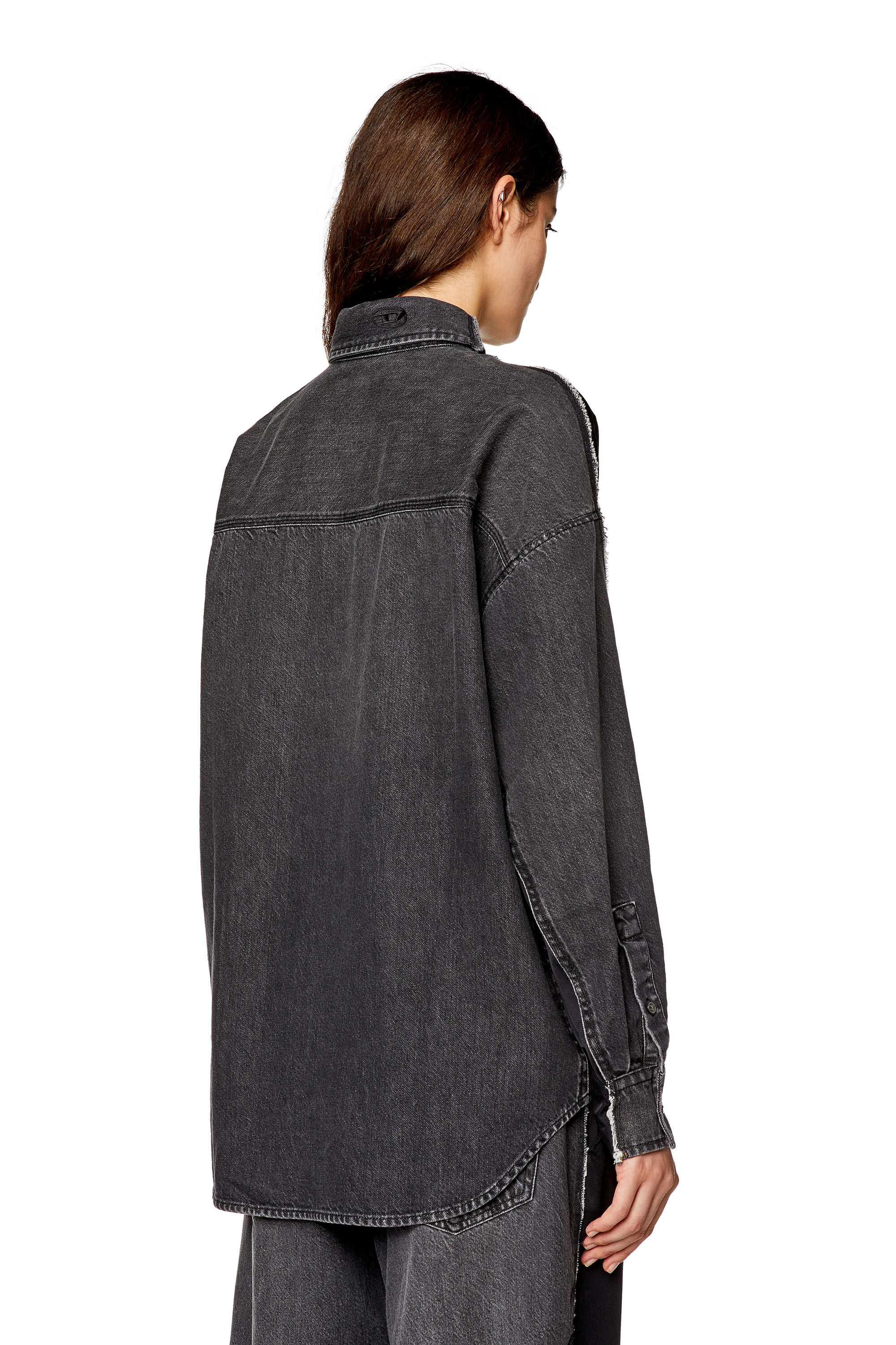 Diesel - S-DOU-DNM-FL, Female's Shirt in satin and denim in Black - 4