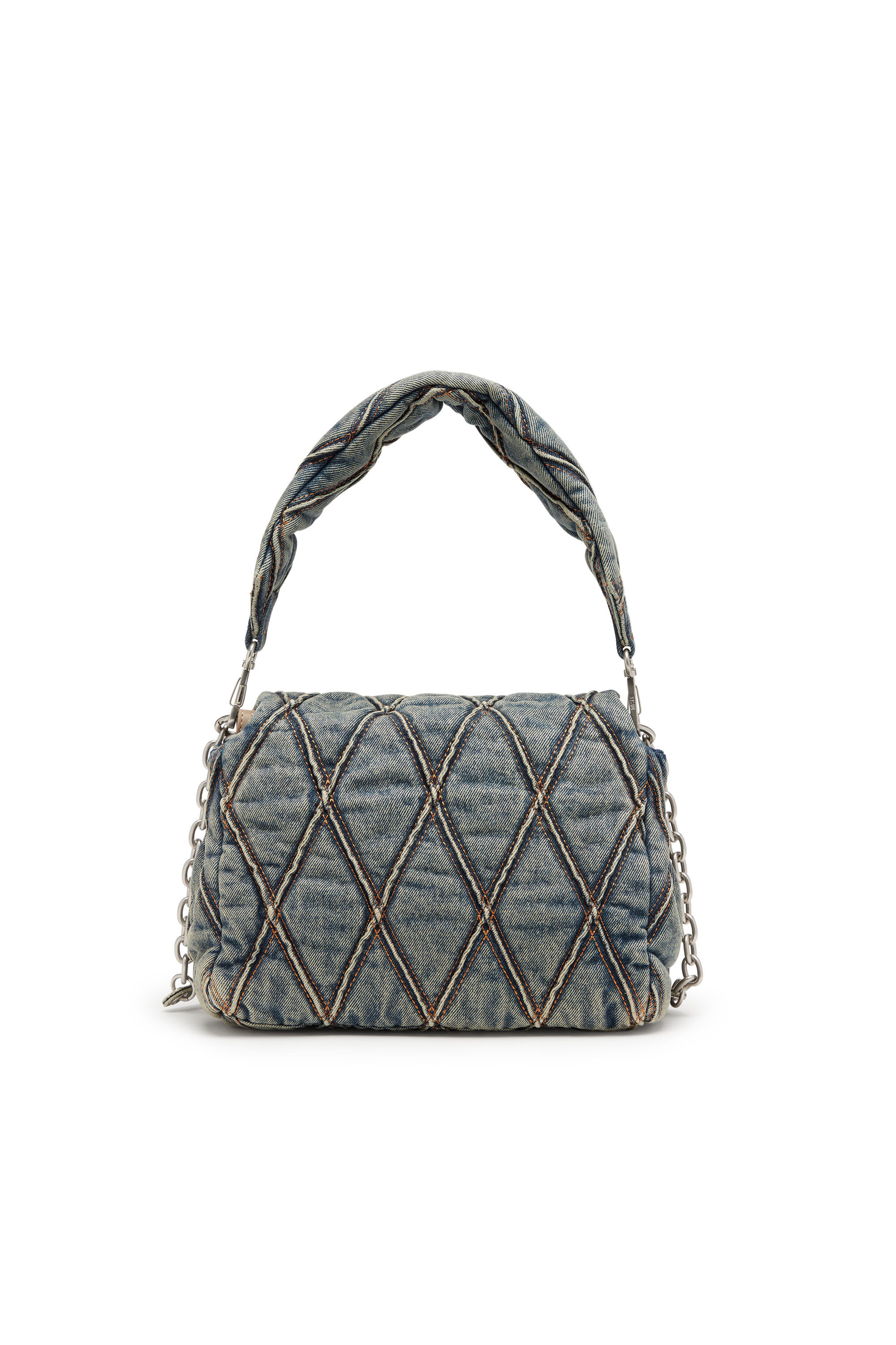 Women s Charm D M Handbag in quilted denim Blue Diesel
