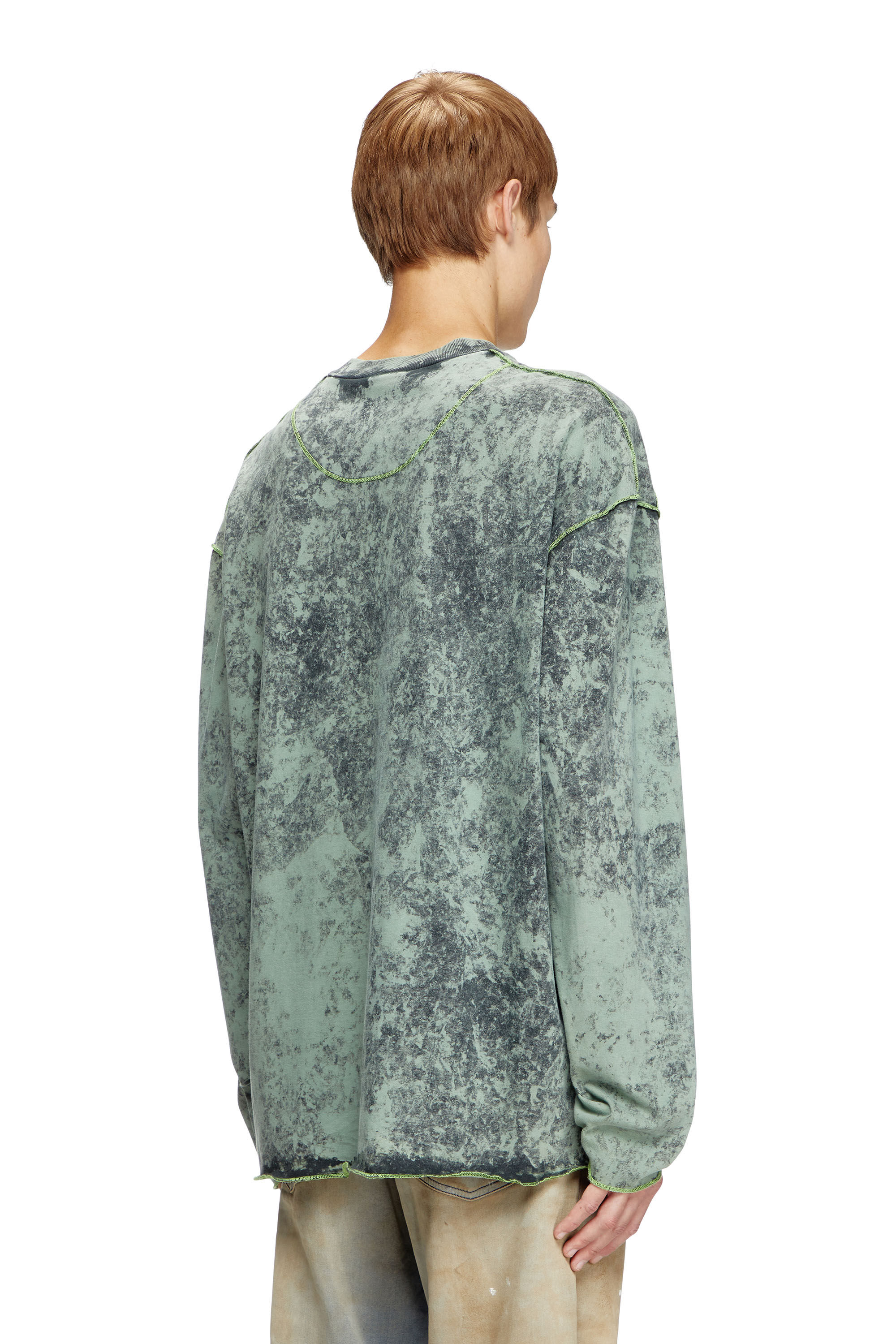 Diesel - T-CRAHOR-LS-R1, Male's Treated long-sleeve T-shirt in Green - 4