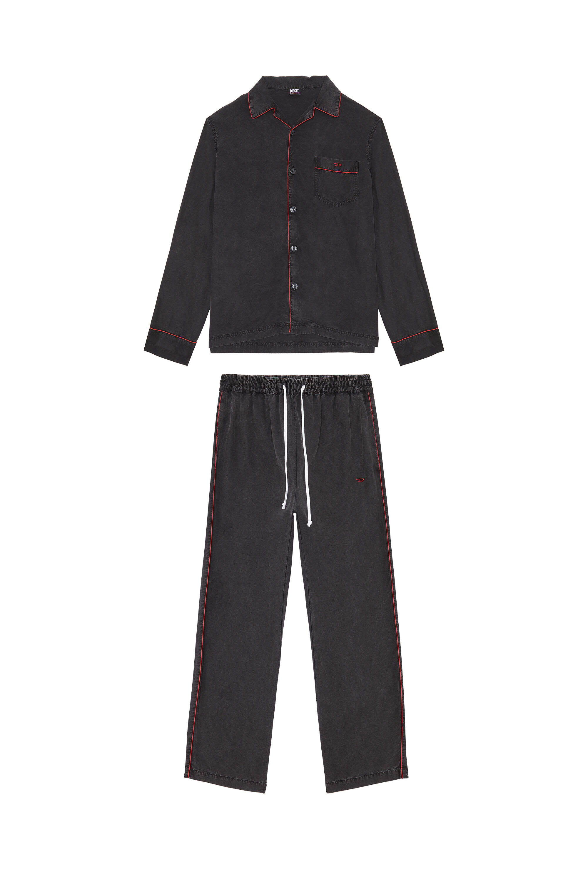 Diesel - UMSET-LOOMY, Male's Long pyjamas with contrast piping in Black - 4