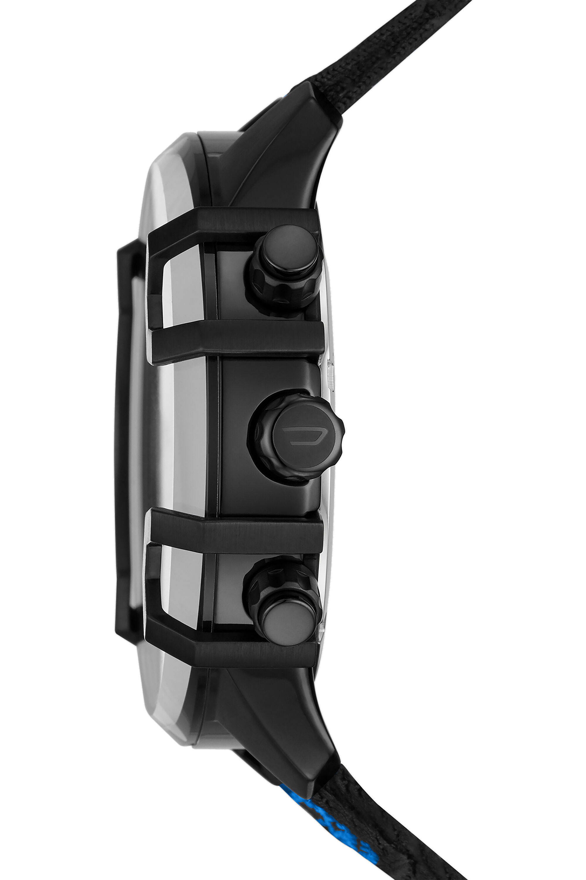 Diesel - DZ4553, Male's Griffed chronograph matte black nylon watch in Black/Blue - 3