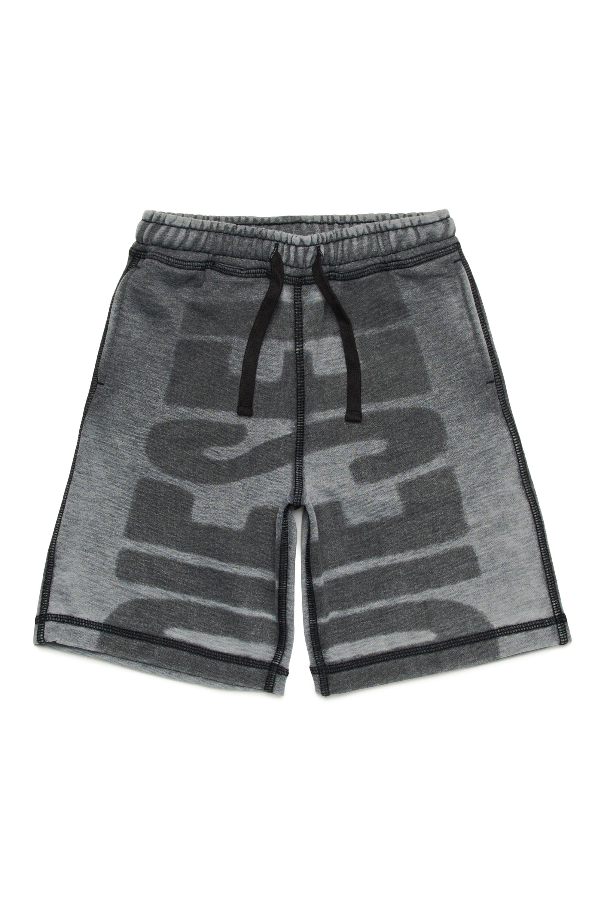 Diesel - PROWN, Short dévoré avec logo Homme in Noir - 1