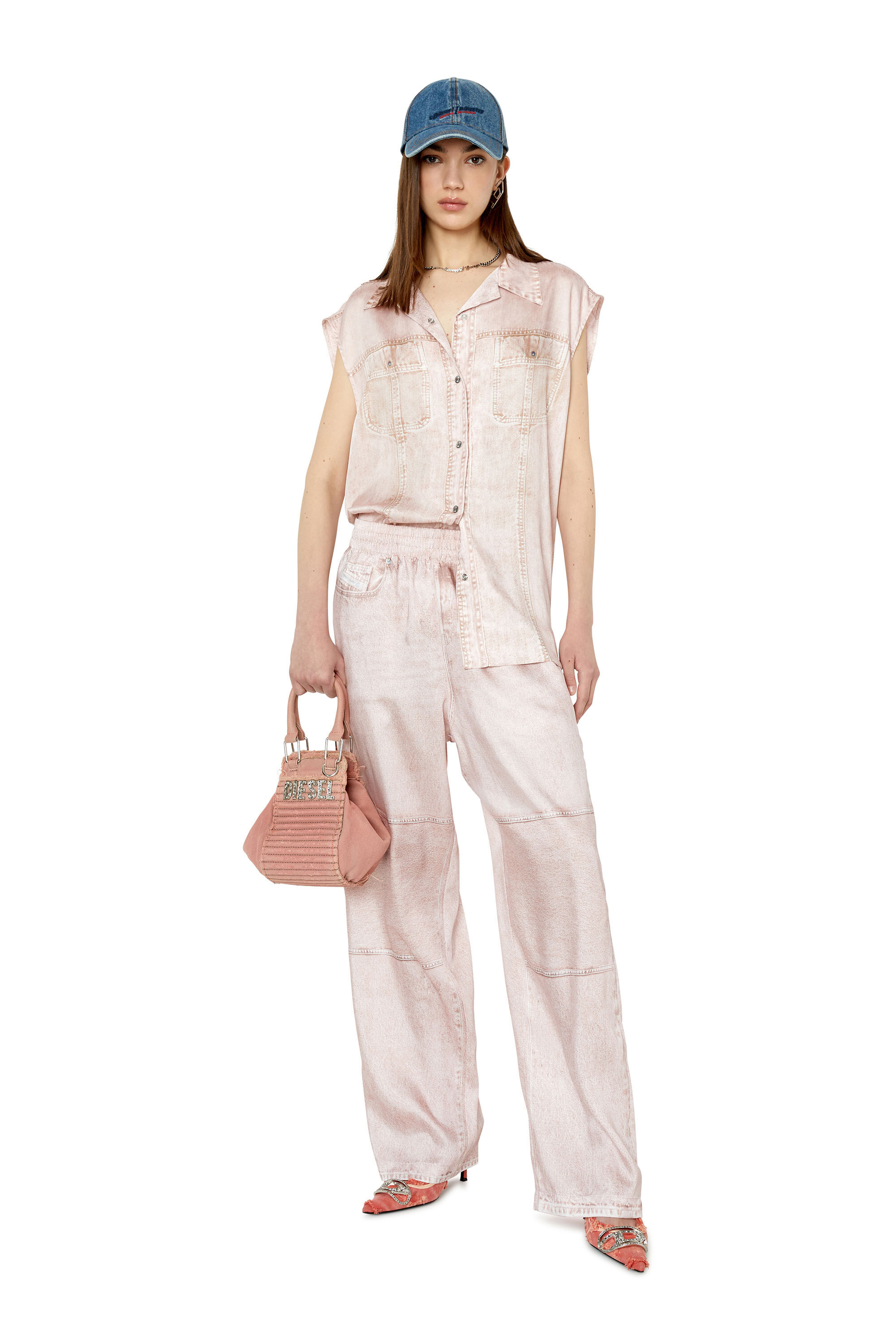 P-FERNY-DEN Woman: Pants with trompe l'oeil print | Diesel