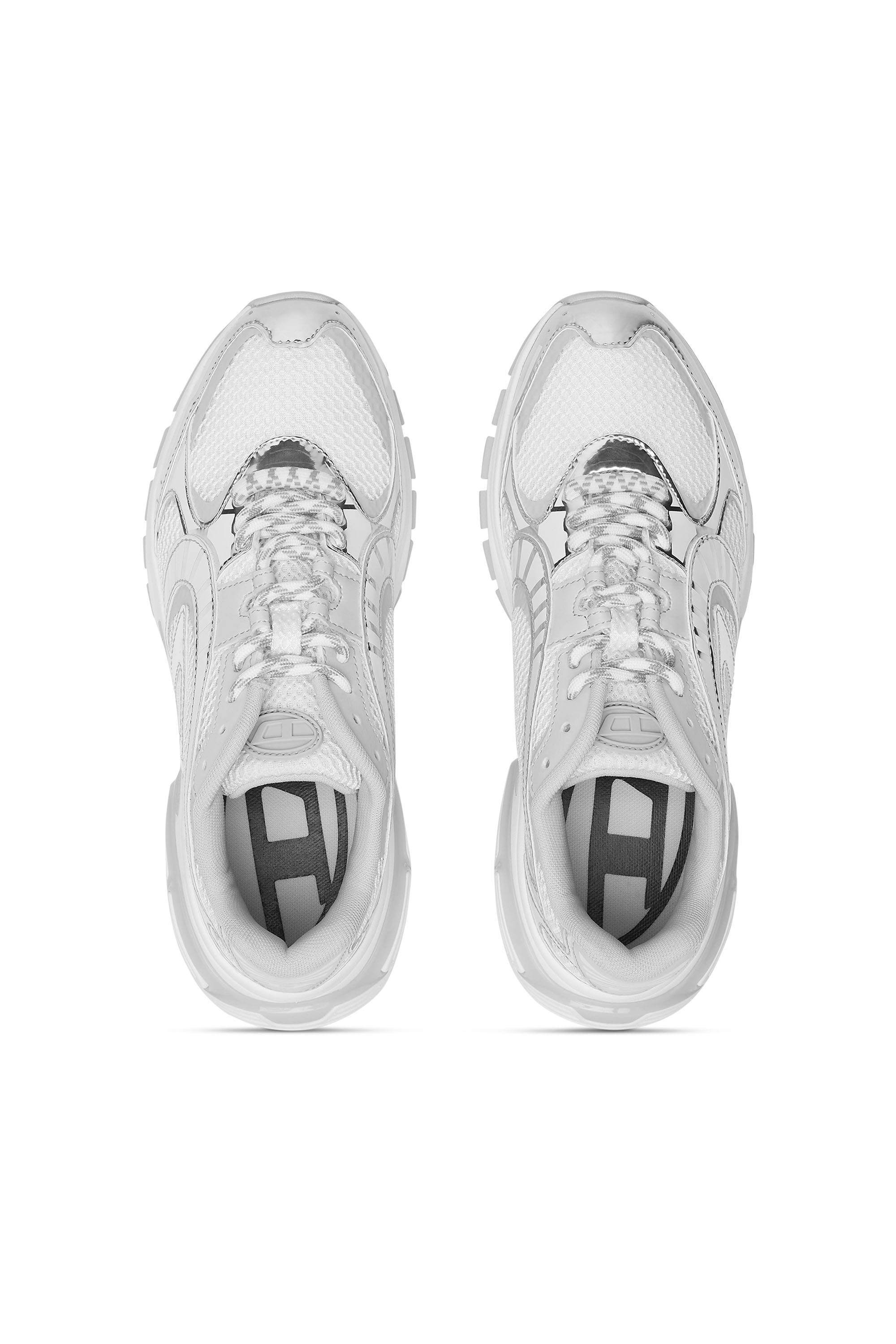 Diesel - S-PRO-V-DENSE LOW W, Female's S-Pro-V-Dense-Metallic mesh sneakers with Oval D logo in White/Silver - 4