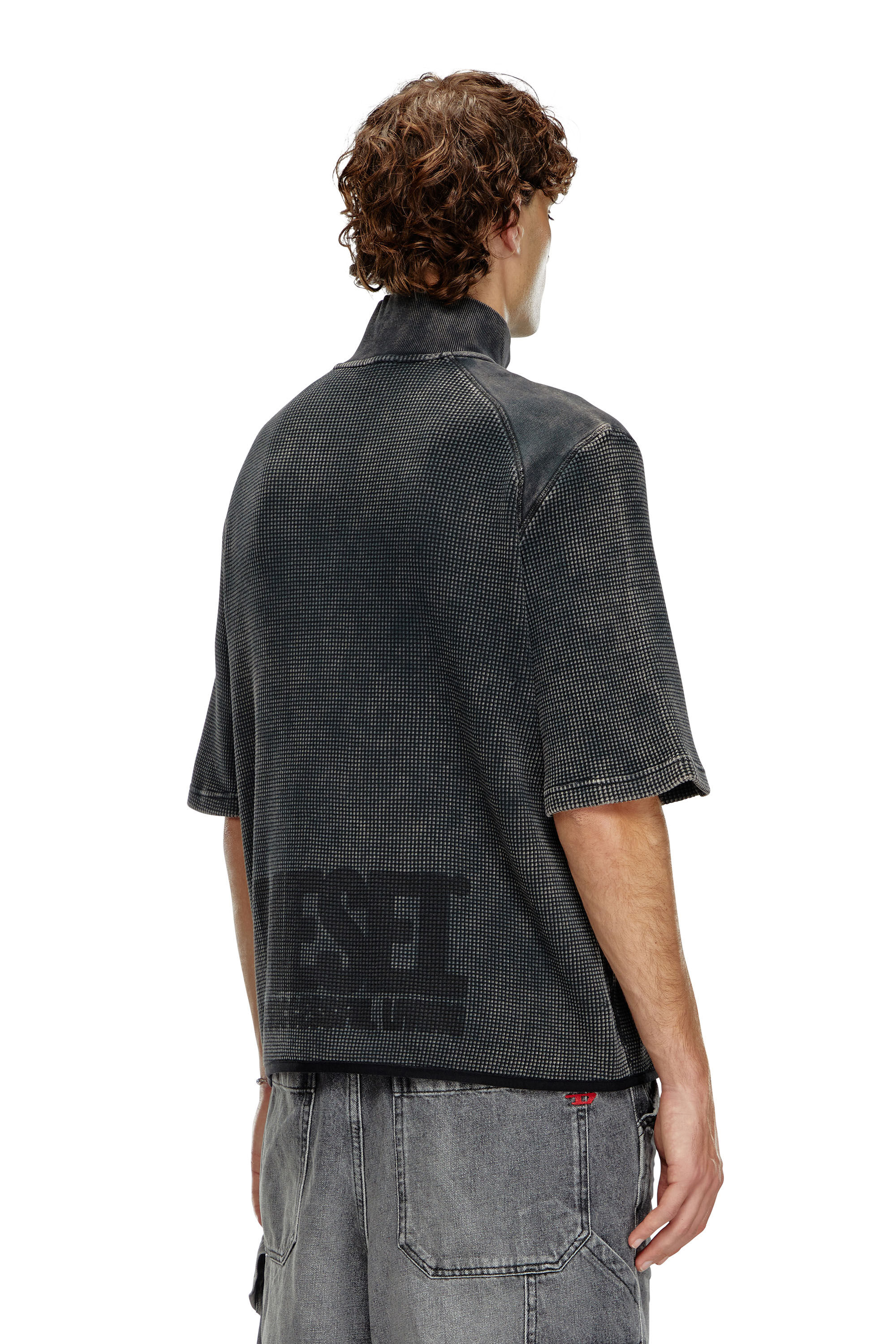 Diesel - S-WAFCOOL, Sweat-shirt à manches courtes en maille gaufrée Homme in Noir - 4