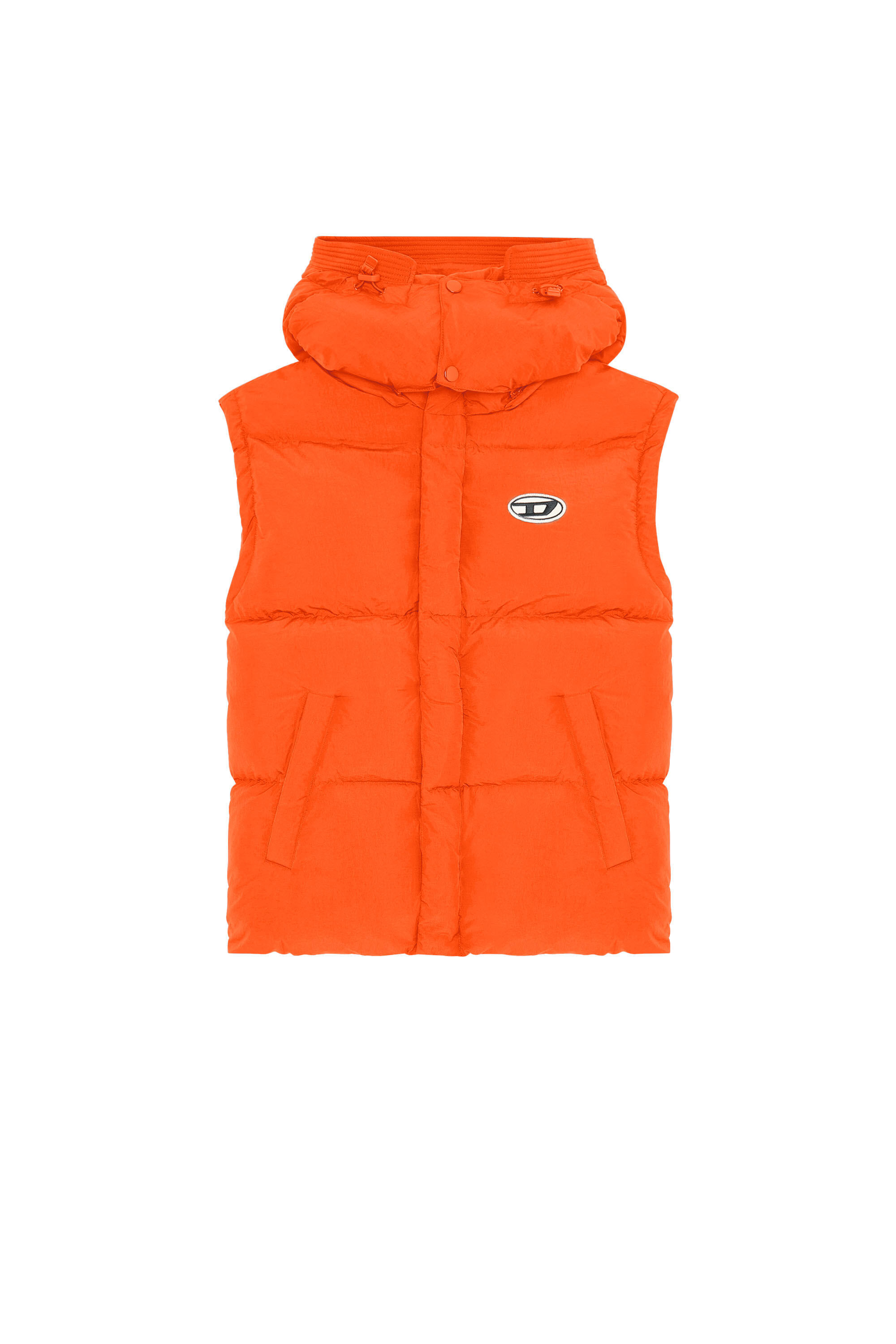 Orange sleeveless jacket discount