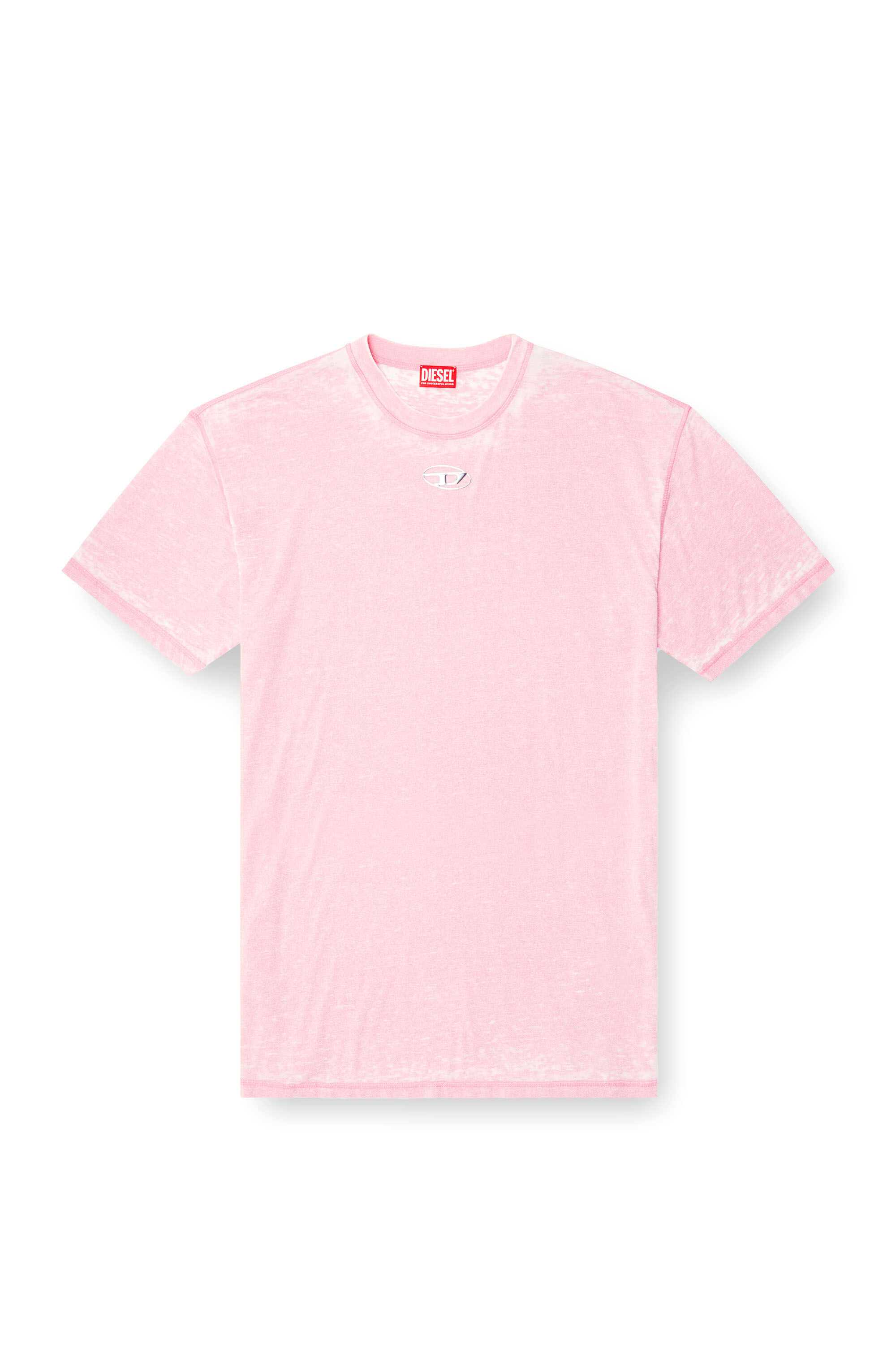 Diesel - T-BOXT-PAK, Male's Burnout T-shirt with metal-look logo in Pink - 2
