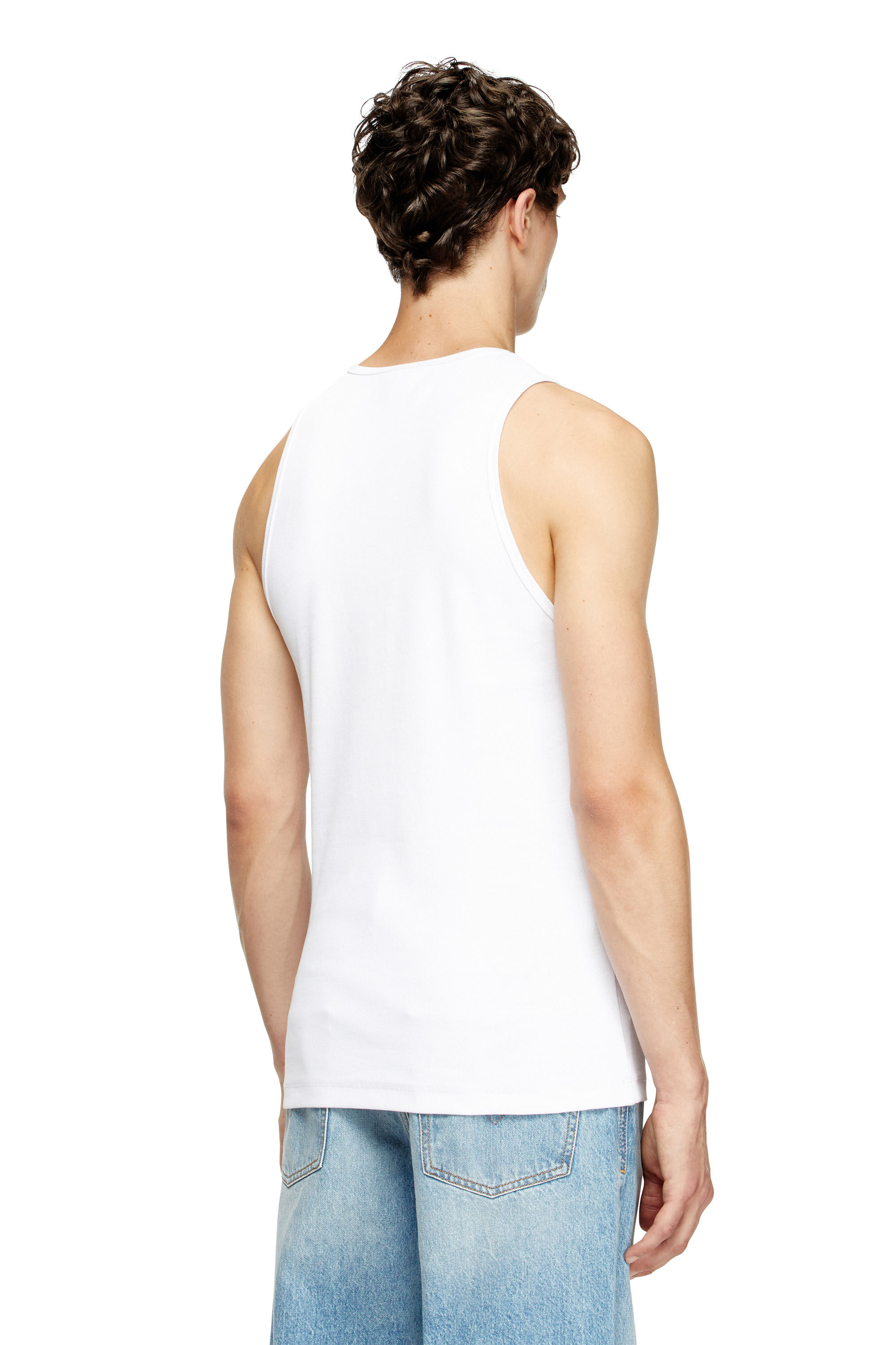 Diesel - T-LIFTY-D, Male's Tank top with mini D logo patch in White - 4