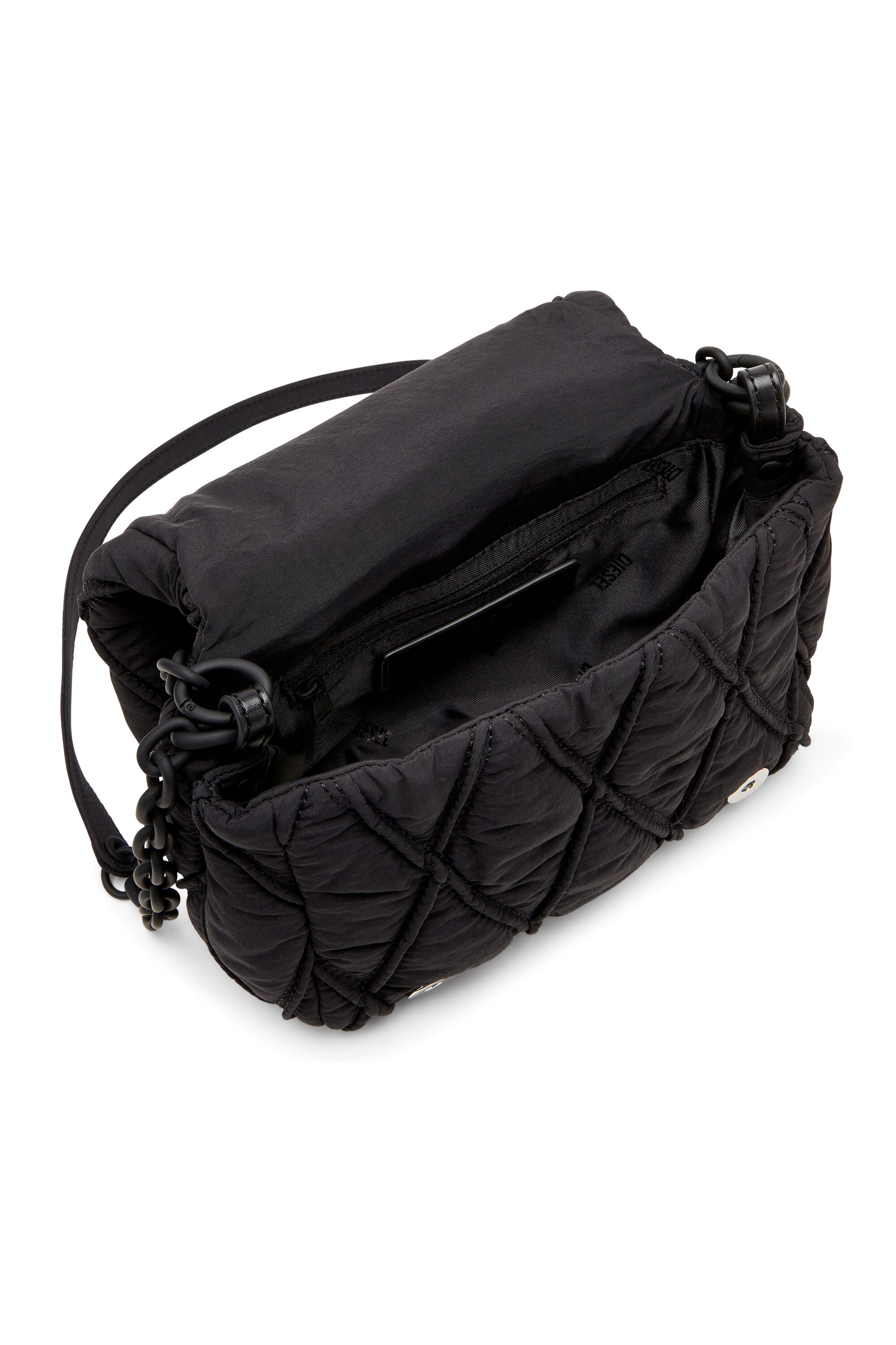 Diesel - CHARM-D SHOULDER S, Female's Charm-D-S-Small shoulder bag in quilted nylon in Black - 2