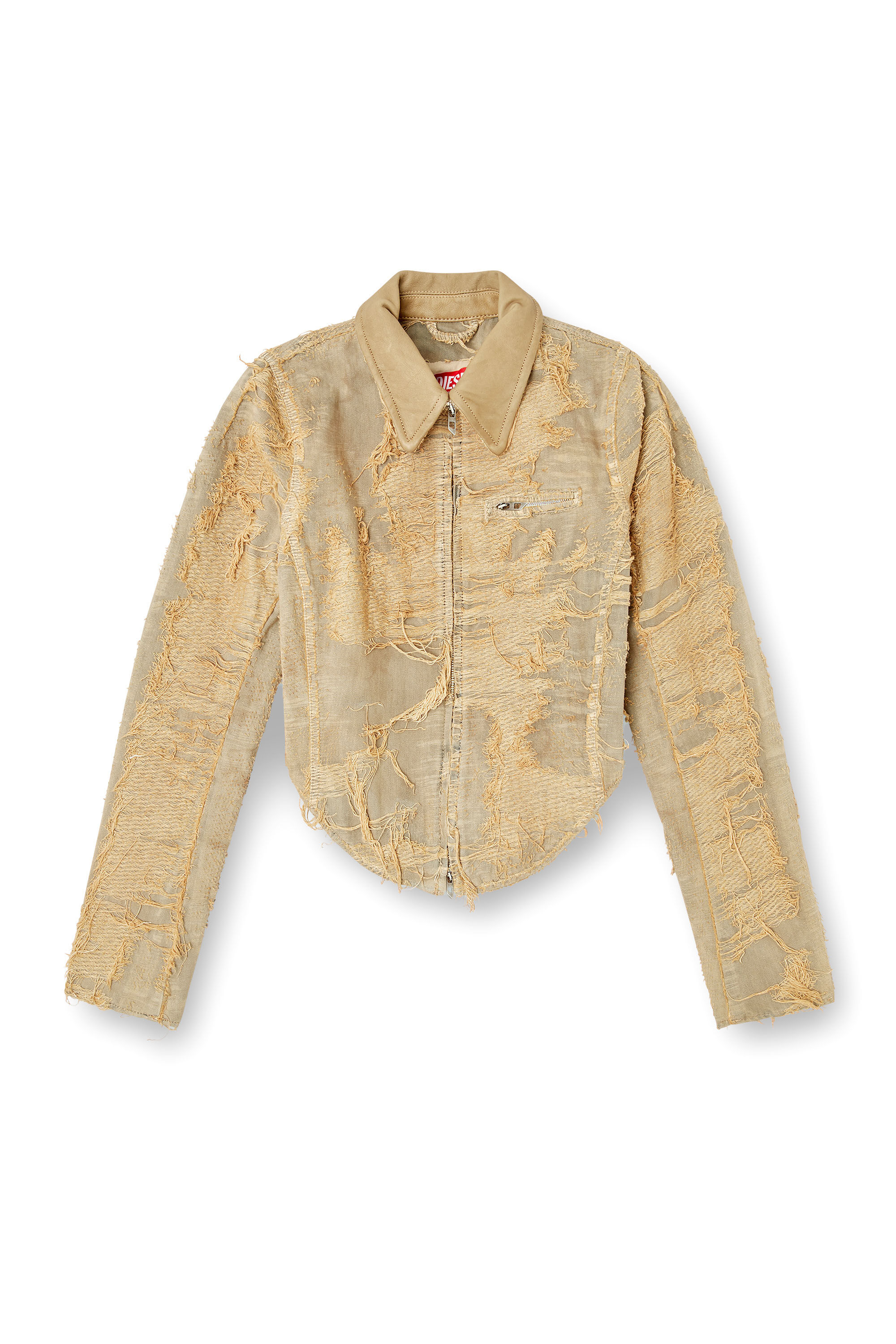 Diesel - DE-NEA-FSG, Veste slim en denim surteint à fils flottants Femme in Marron - 2