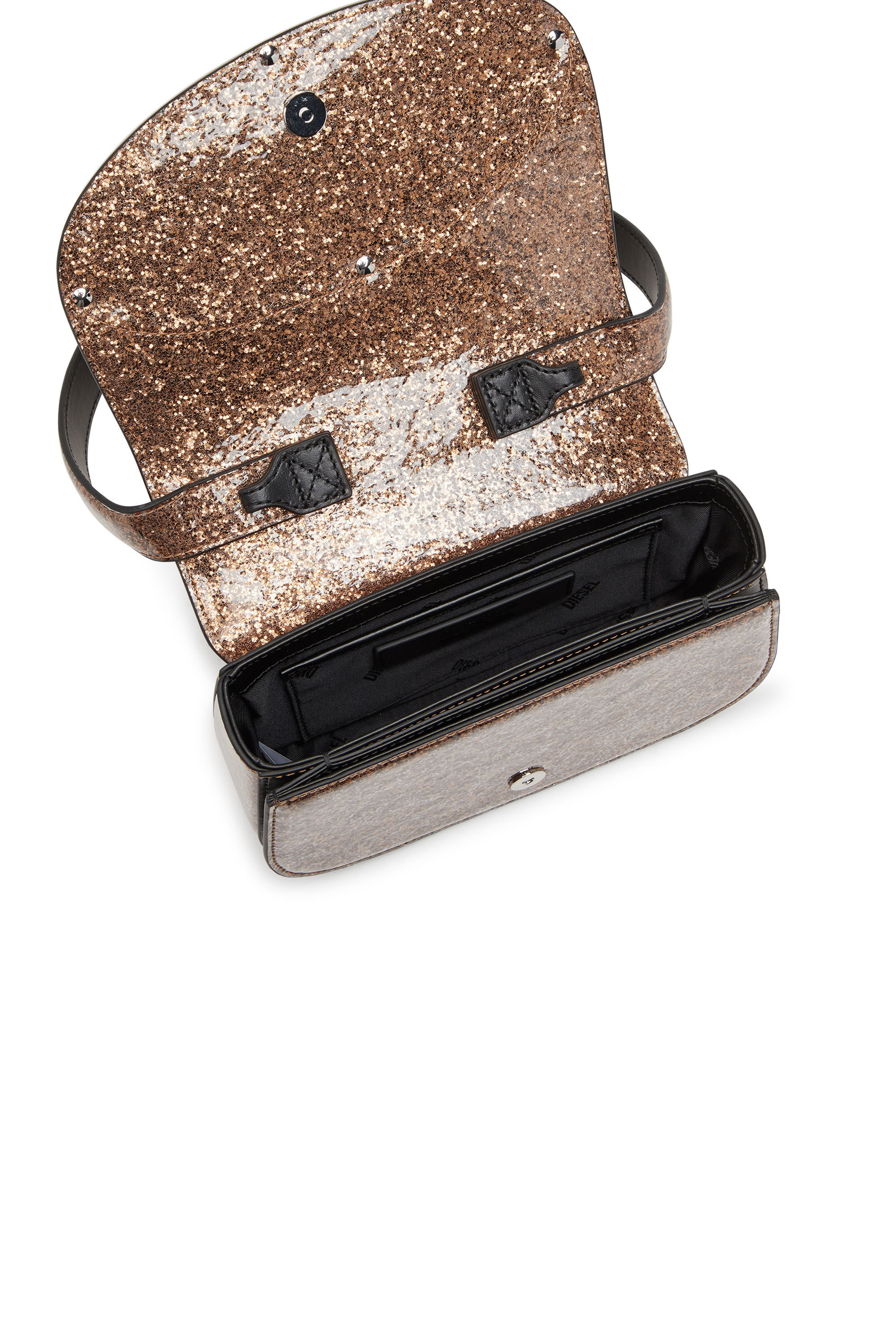 Diesel - 1DR, Female's 1DR-Iconic shoulder bag with macro glitter in Bronze - 2