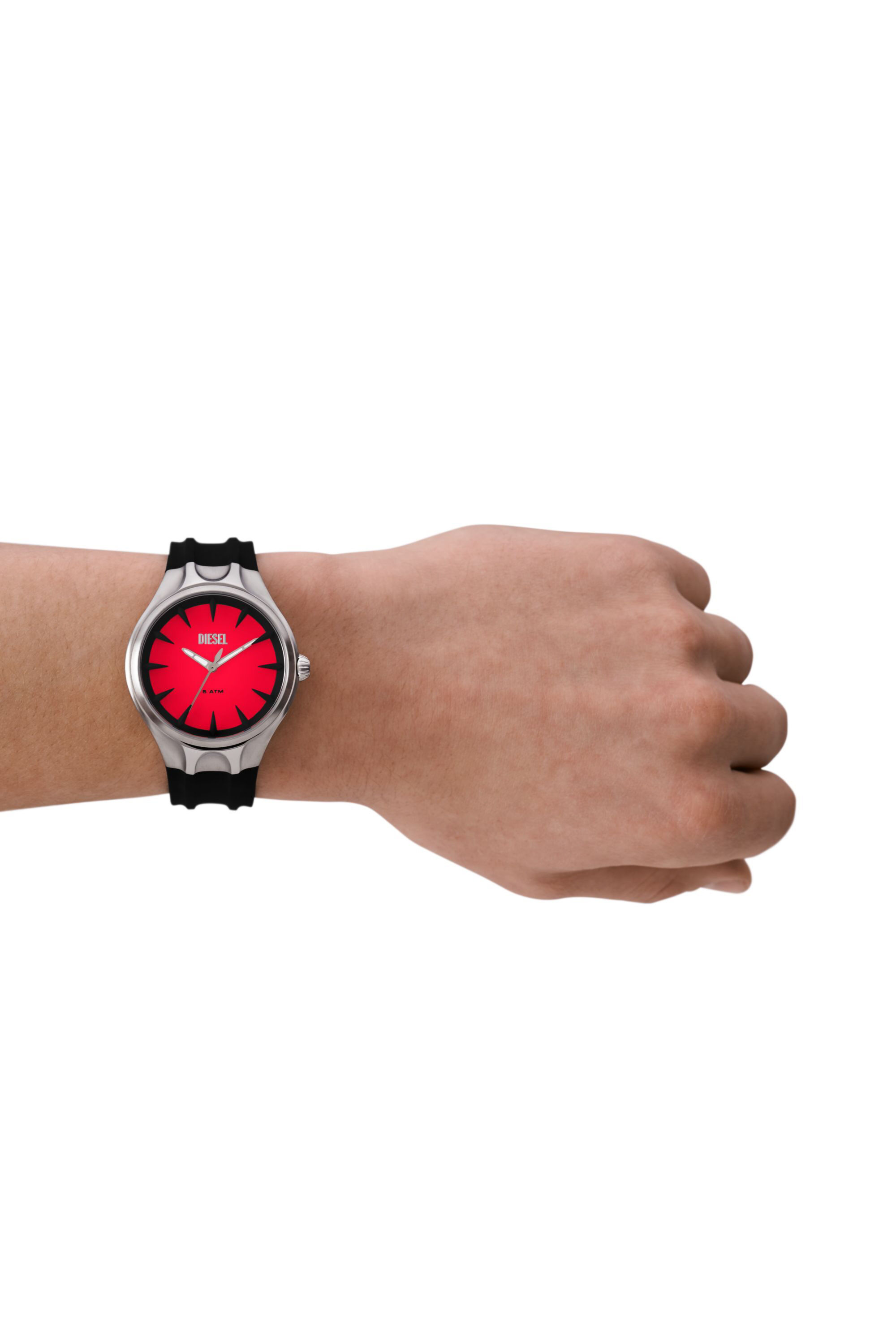 Diesel - DZ2202, Male Streamline three-hand black silicone watch in Black - Image 4