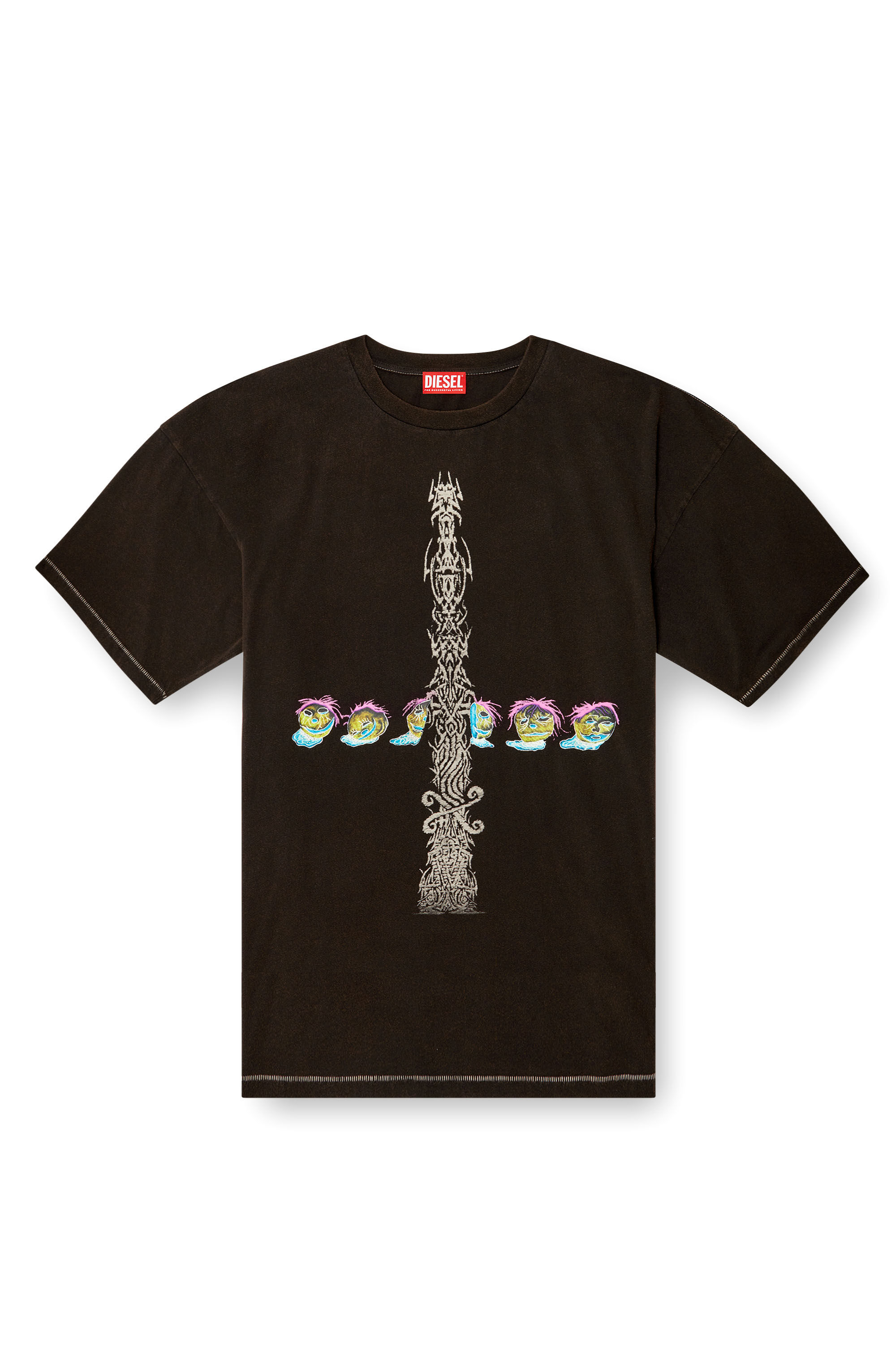 Diesel - T-BOXT-R4, Male's Acid-wash T-shirt with printed graphics in Black - 2