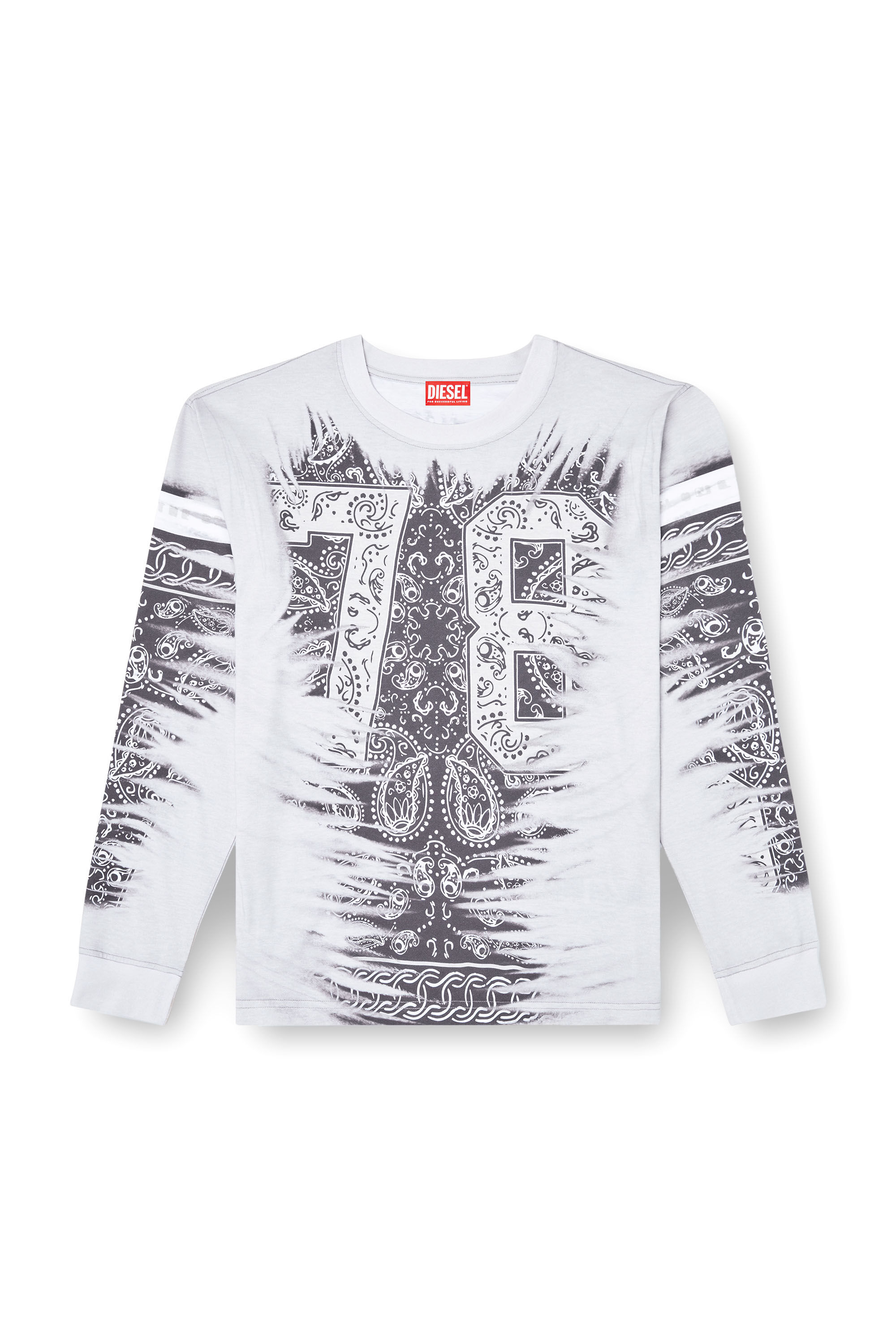 Diesel - T-NORM-LS-R1, Male's Long-sleeve T-shirt with 78 print in Black/White - 2