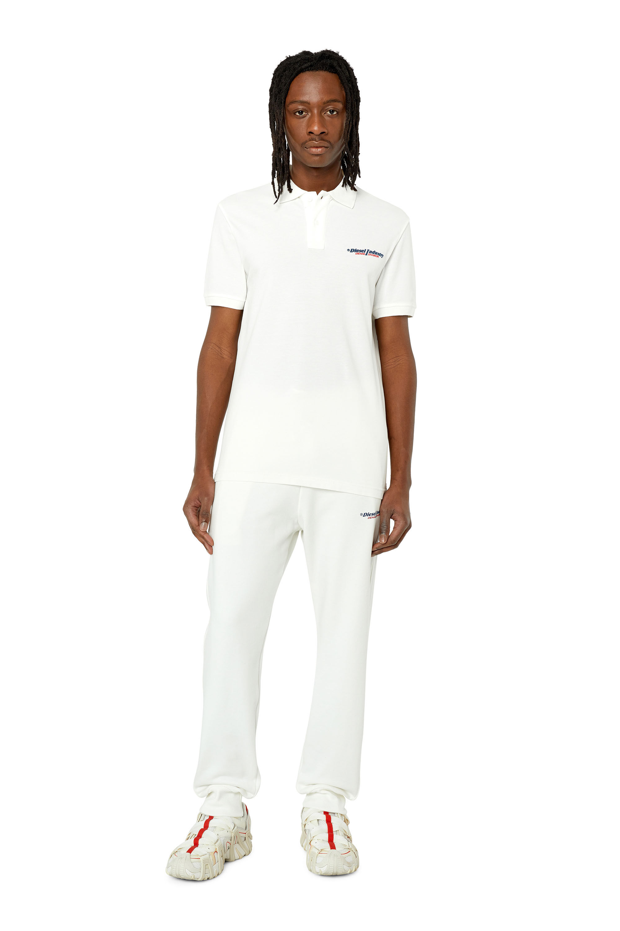 Diesel - T-SMITH-IND, Male's Polo shirt with Diesel Industry print in White - 1