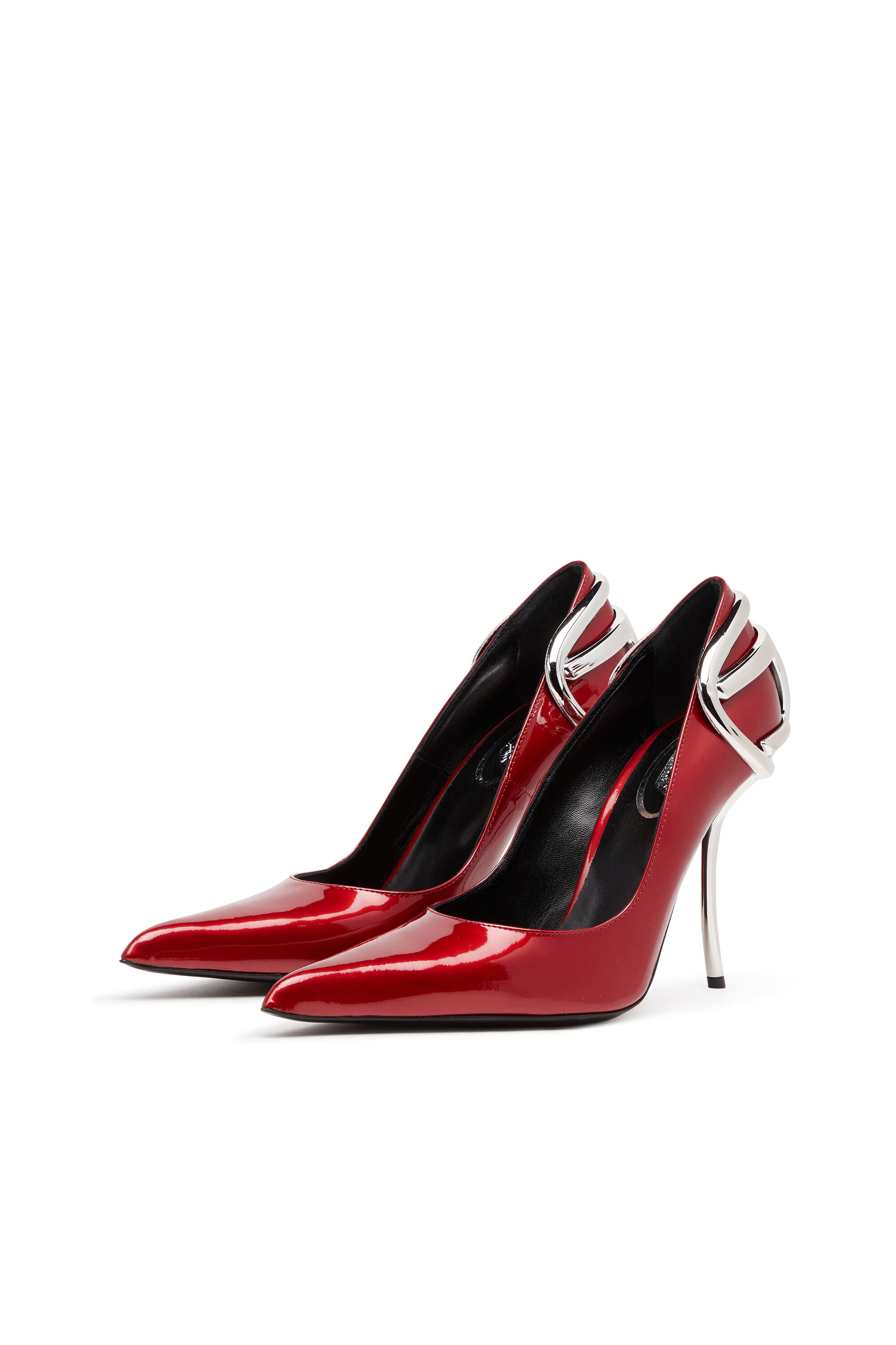 Women s D Ten Half Patent leather pumps with Oval D heel Red Diesel