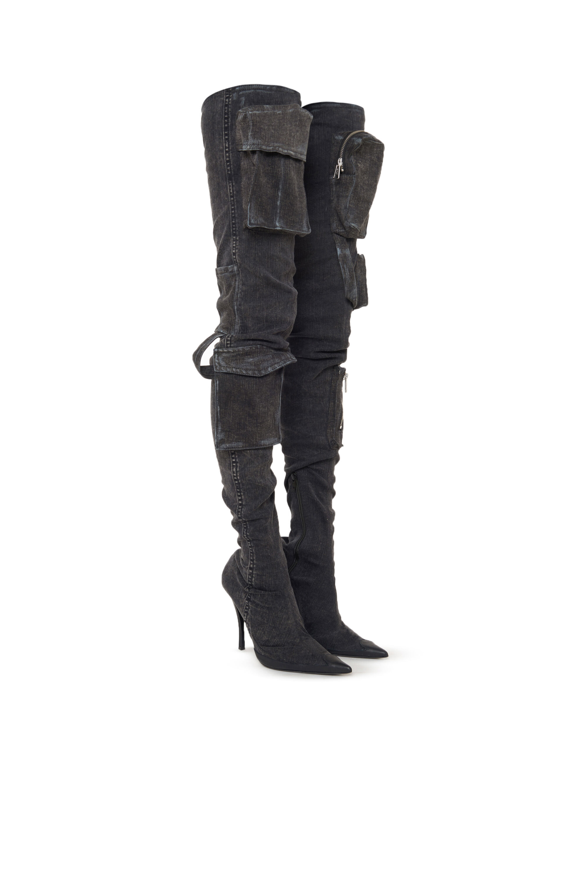 D VENUS TBT P Woman Denim thigh high boots with 3D pockets Diesel