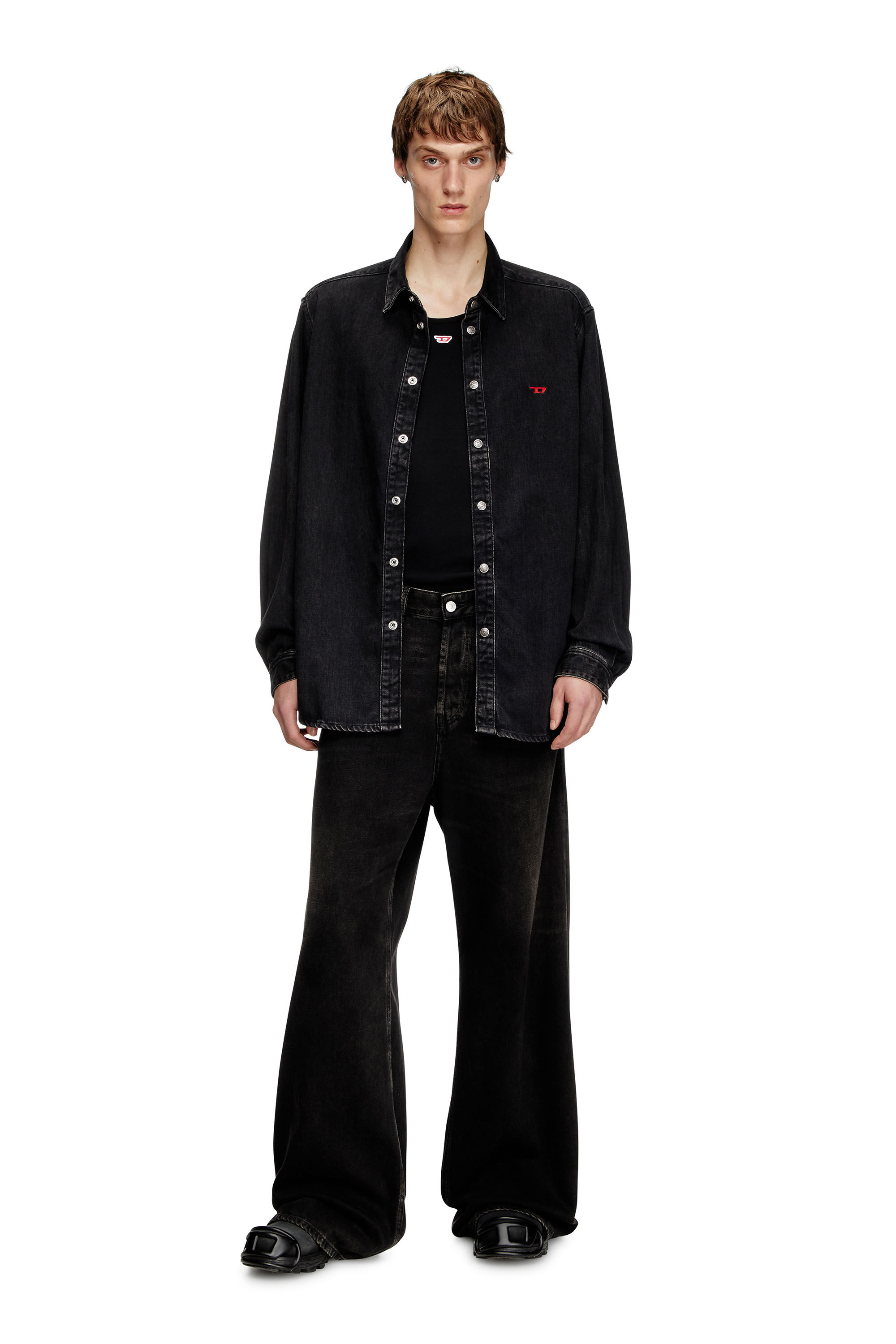 Black denim shirt with blue jeans hotsell