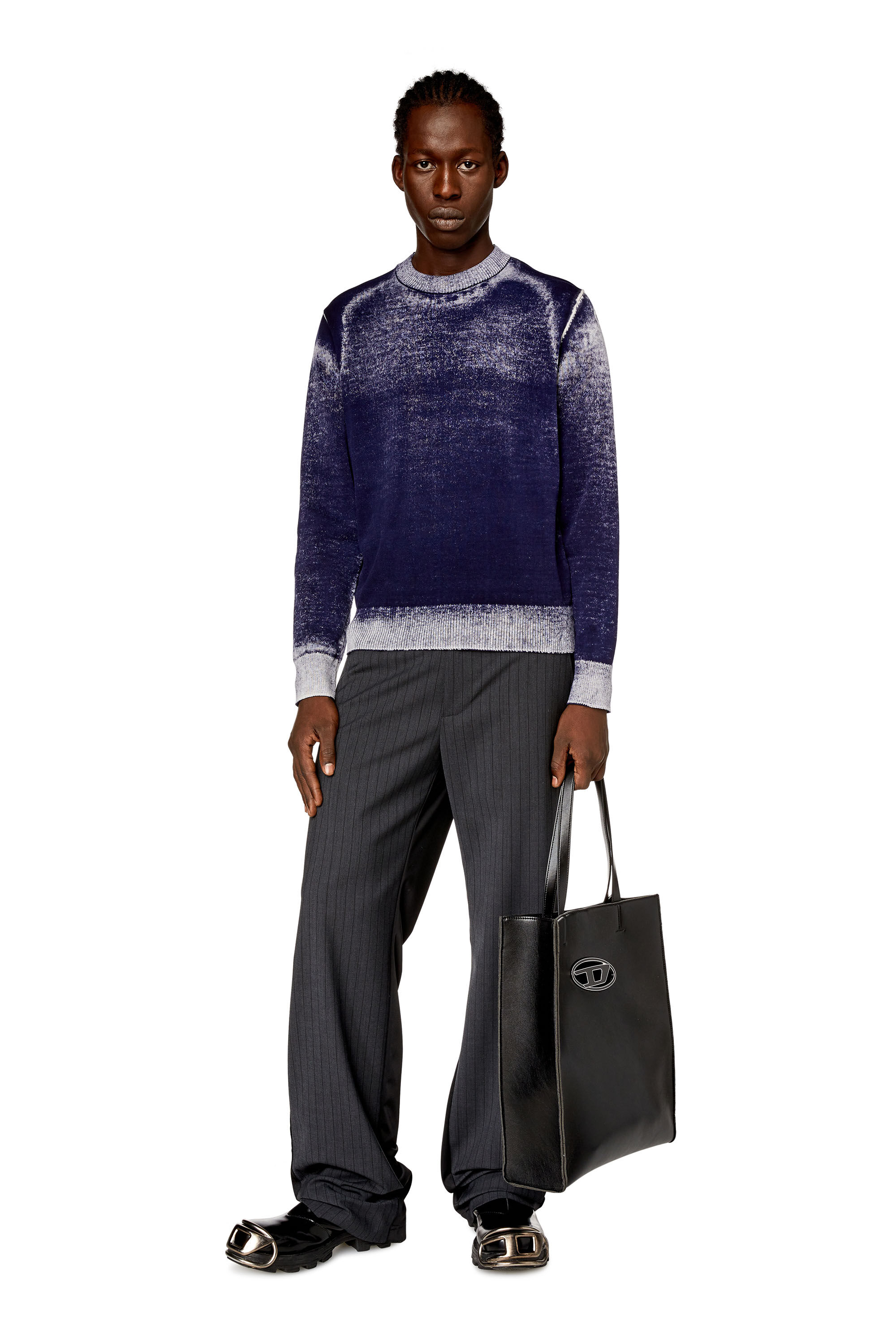 Men s Reverse print cotton jumper Blue Diesel