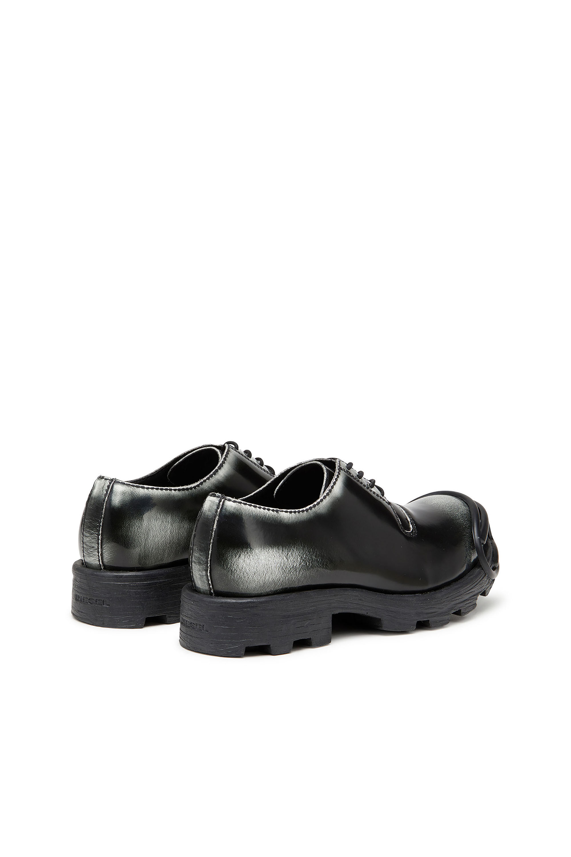 Diesel - D-HAMMER SO D, Male's D-Hammer-Derby shoes in shiny two-tone leather in Black/White - 3