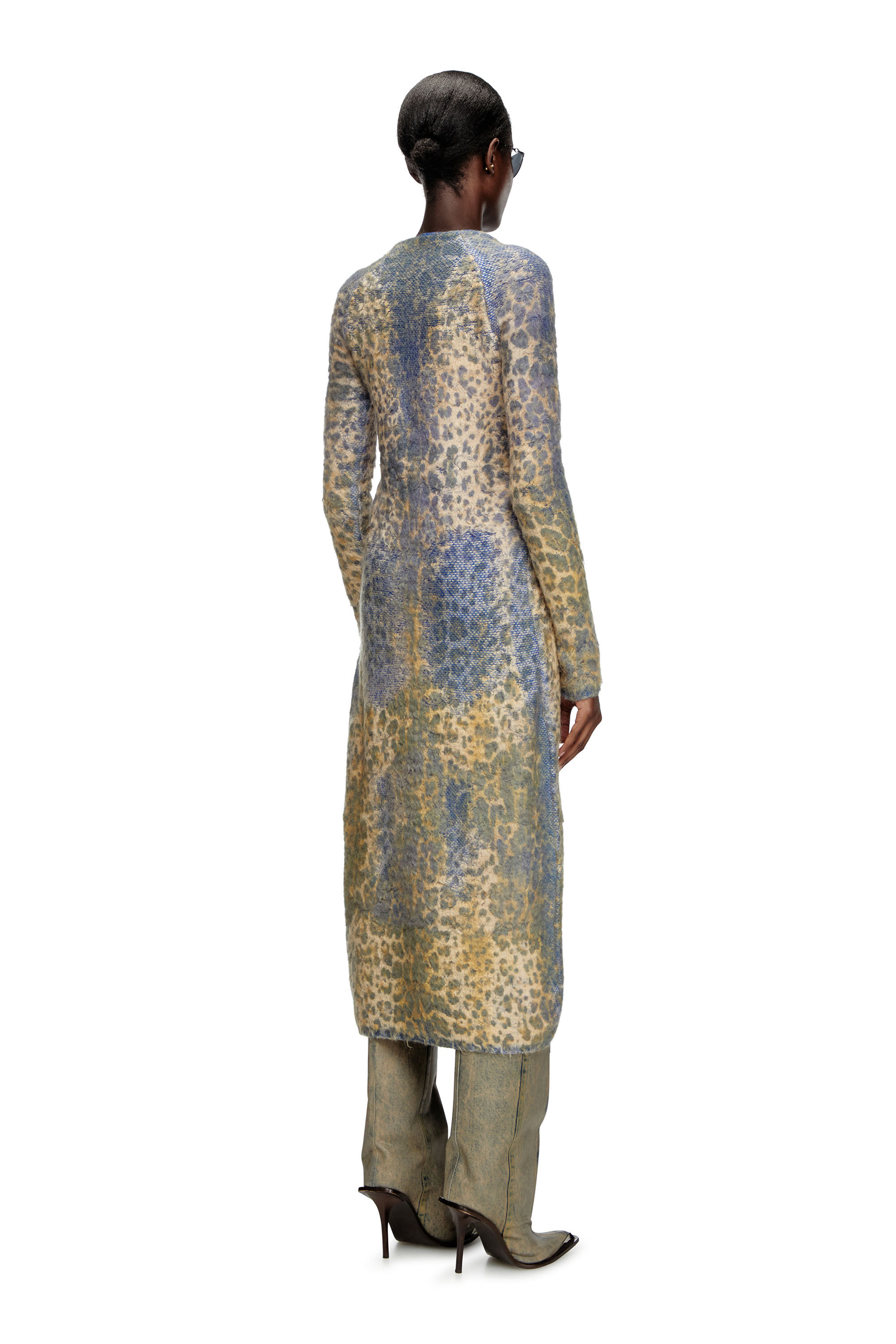 Diesel - M-SOFOCLE, Female's Leopard print dress with devoré jacquard in Beige/Blue - 3