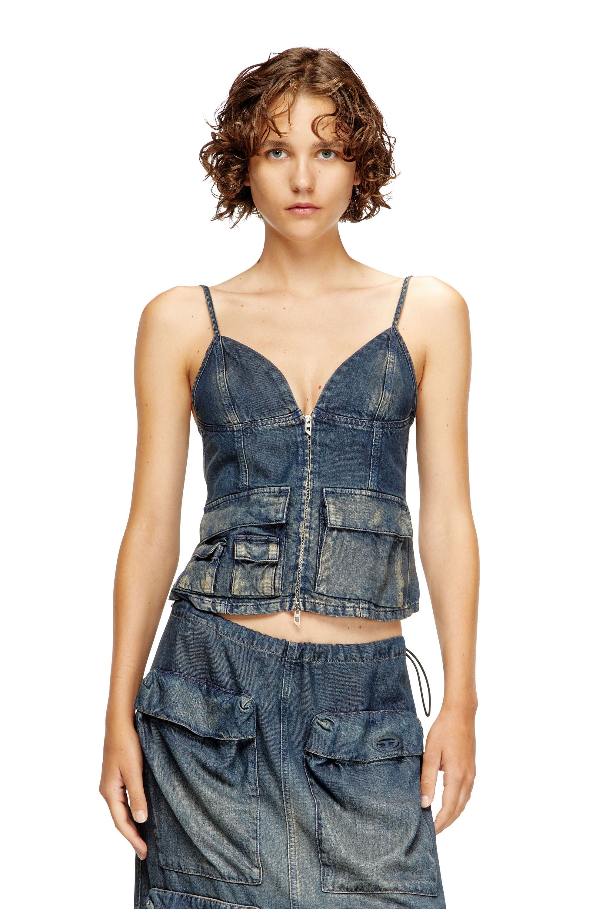 Diesel - DE-MELLIS-S, Female's Top in gradient fluid denim in Dark Blue - 2