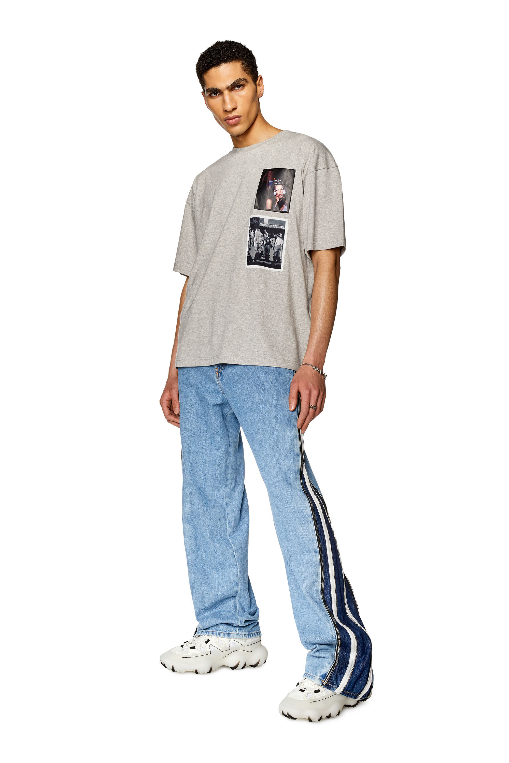 Diesel - PR-T-NLABEL-23, T-shirt boxy avec empiècements Mixte in Gris - 1