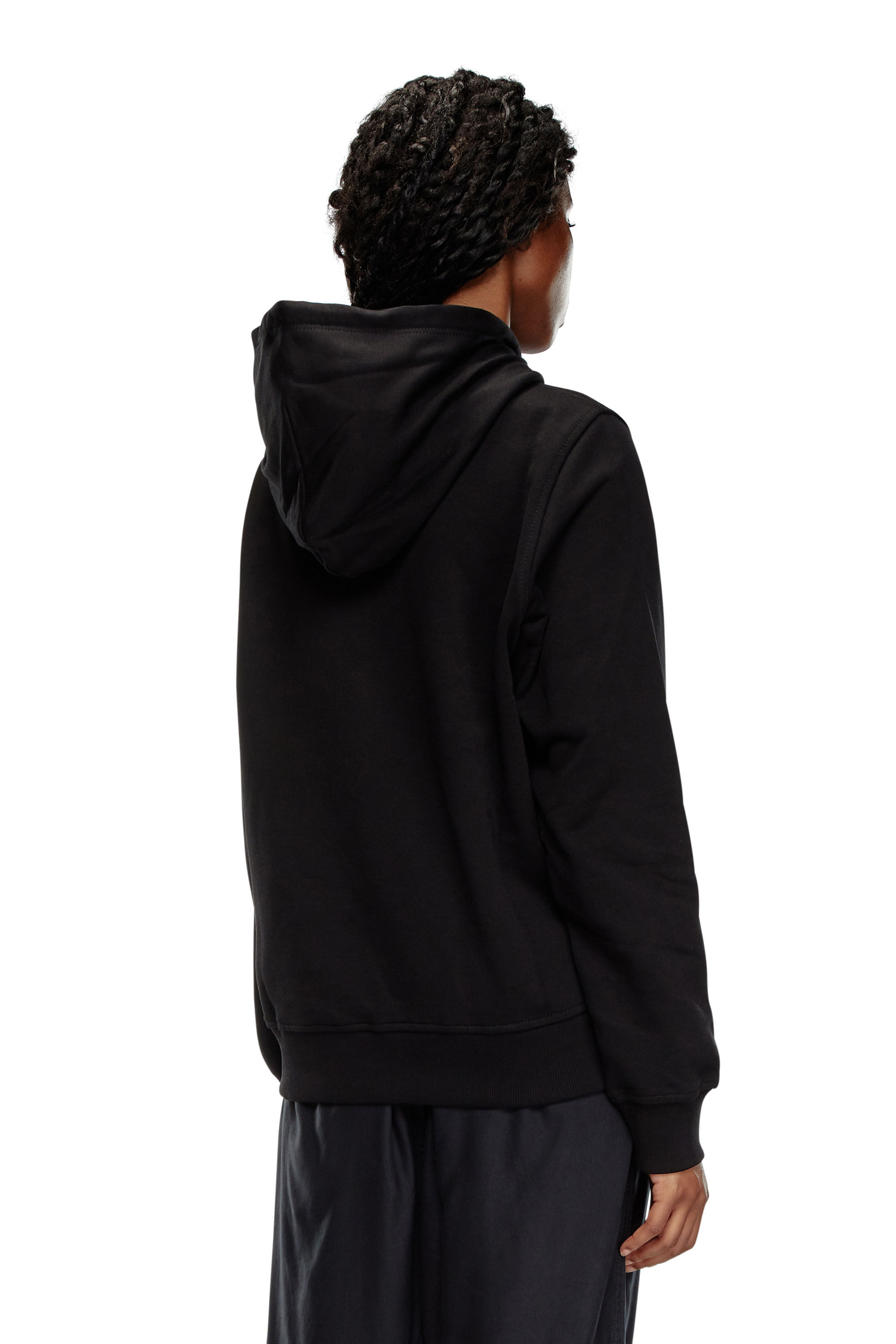 Diesel - S-GINN-HOOD-D, Female's Hoodie with embroidered D patch in Black - 4