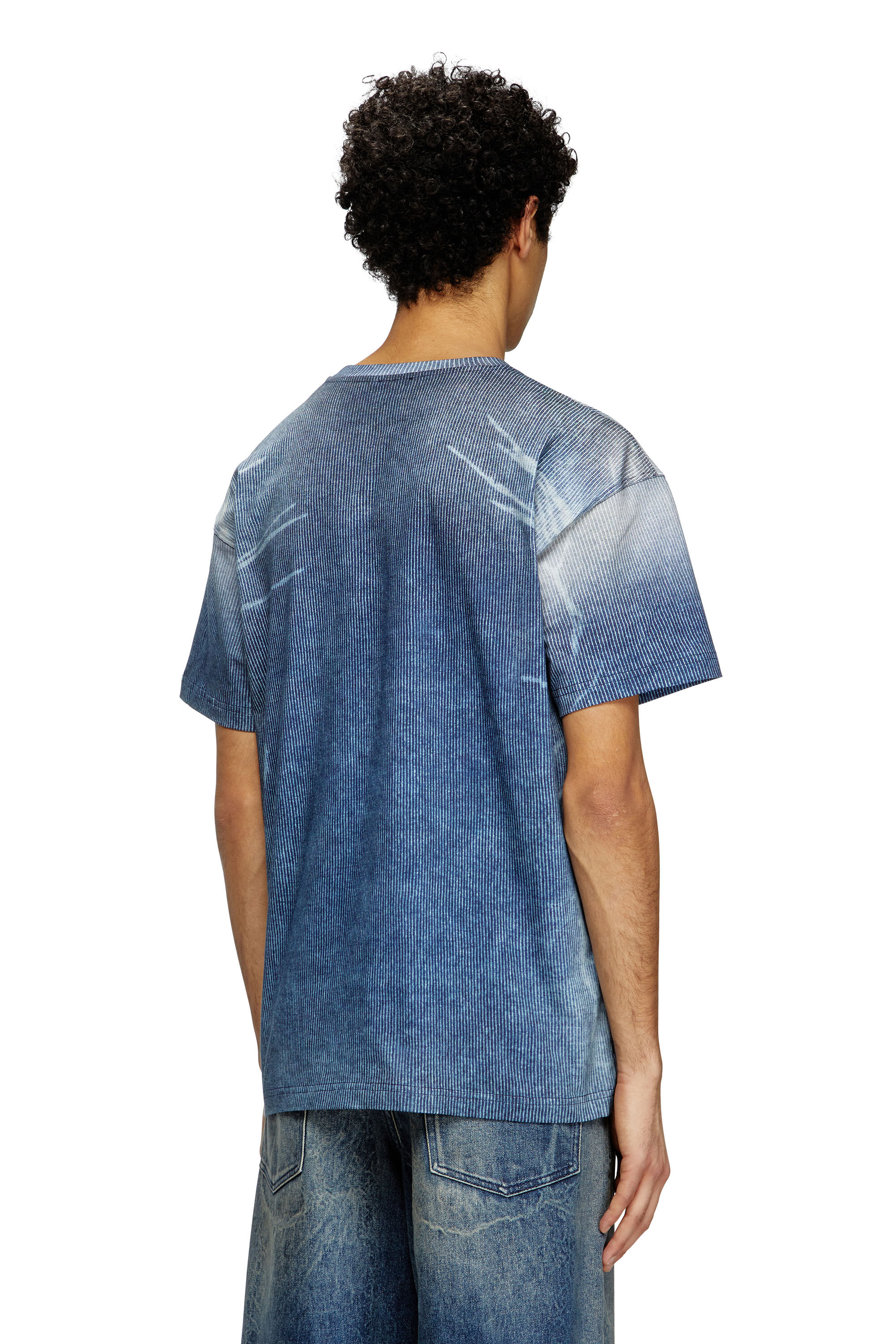 Diesel - T-NORM-R3, Male's T-shirt with rib-knit print in Blue - 4