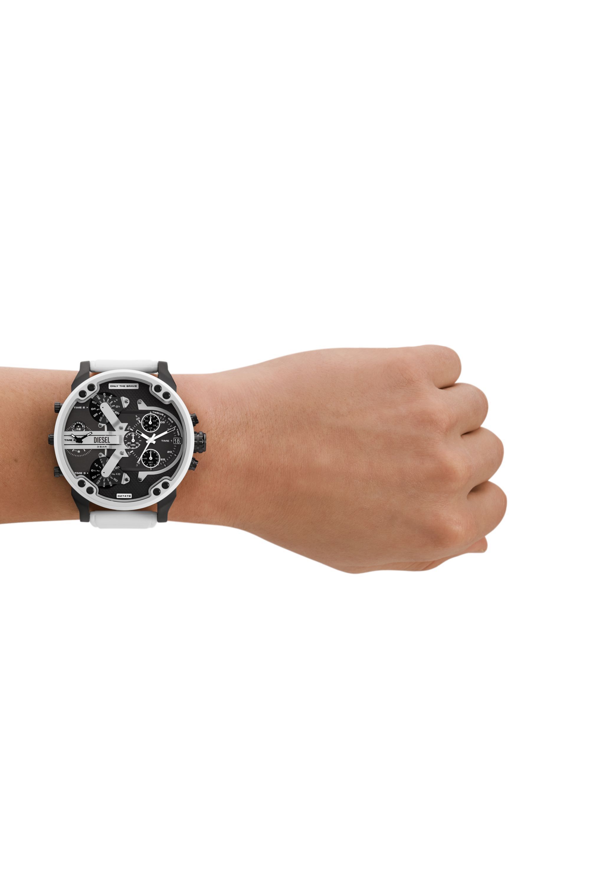 Diesel - DZ7478, Male's Mr. Daddy 2.0 White Silicone Watch in White - 4