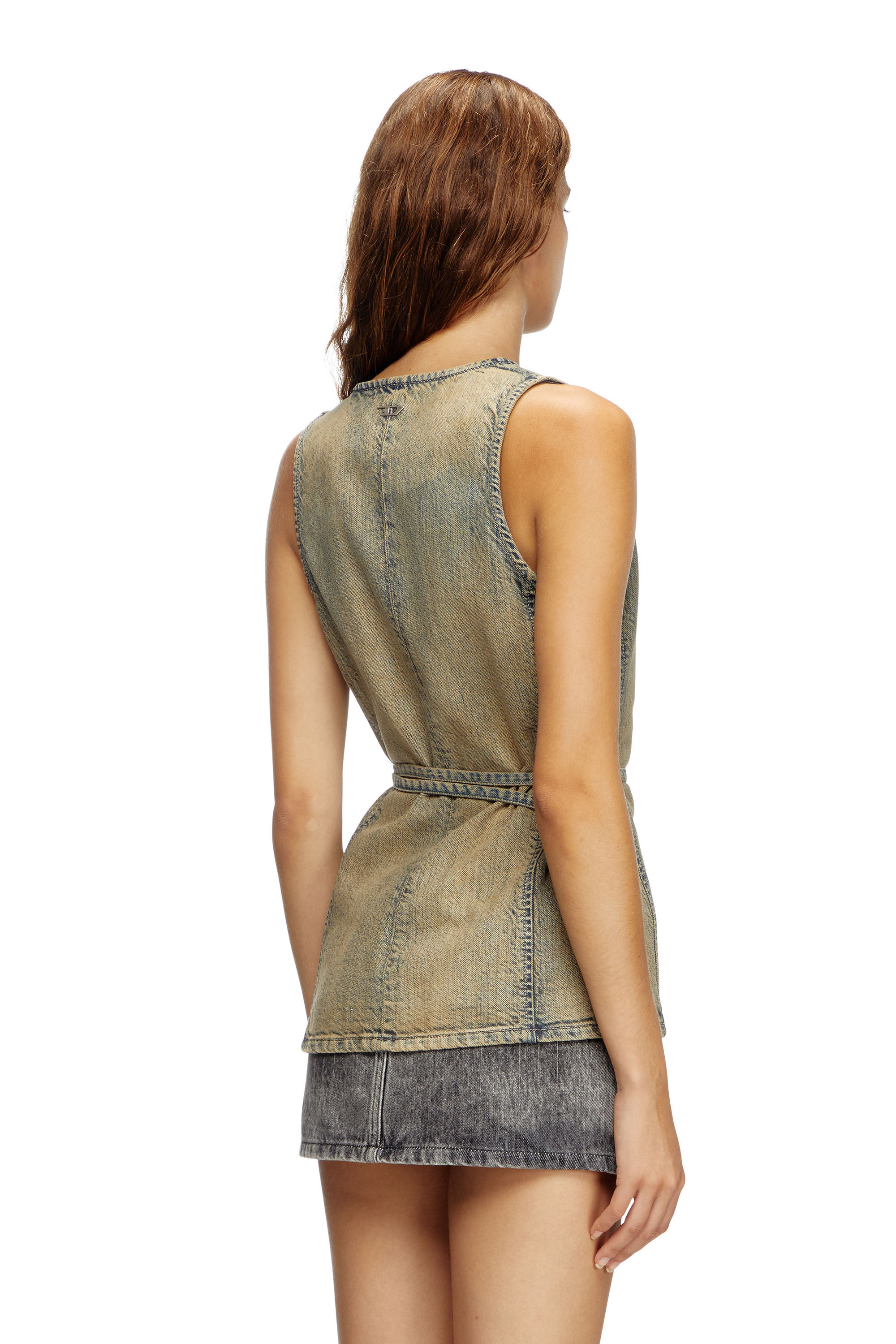 Diesel - DE-VERN, Female's Wrap top in gold-brush denim in Medium Blue - 4