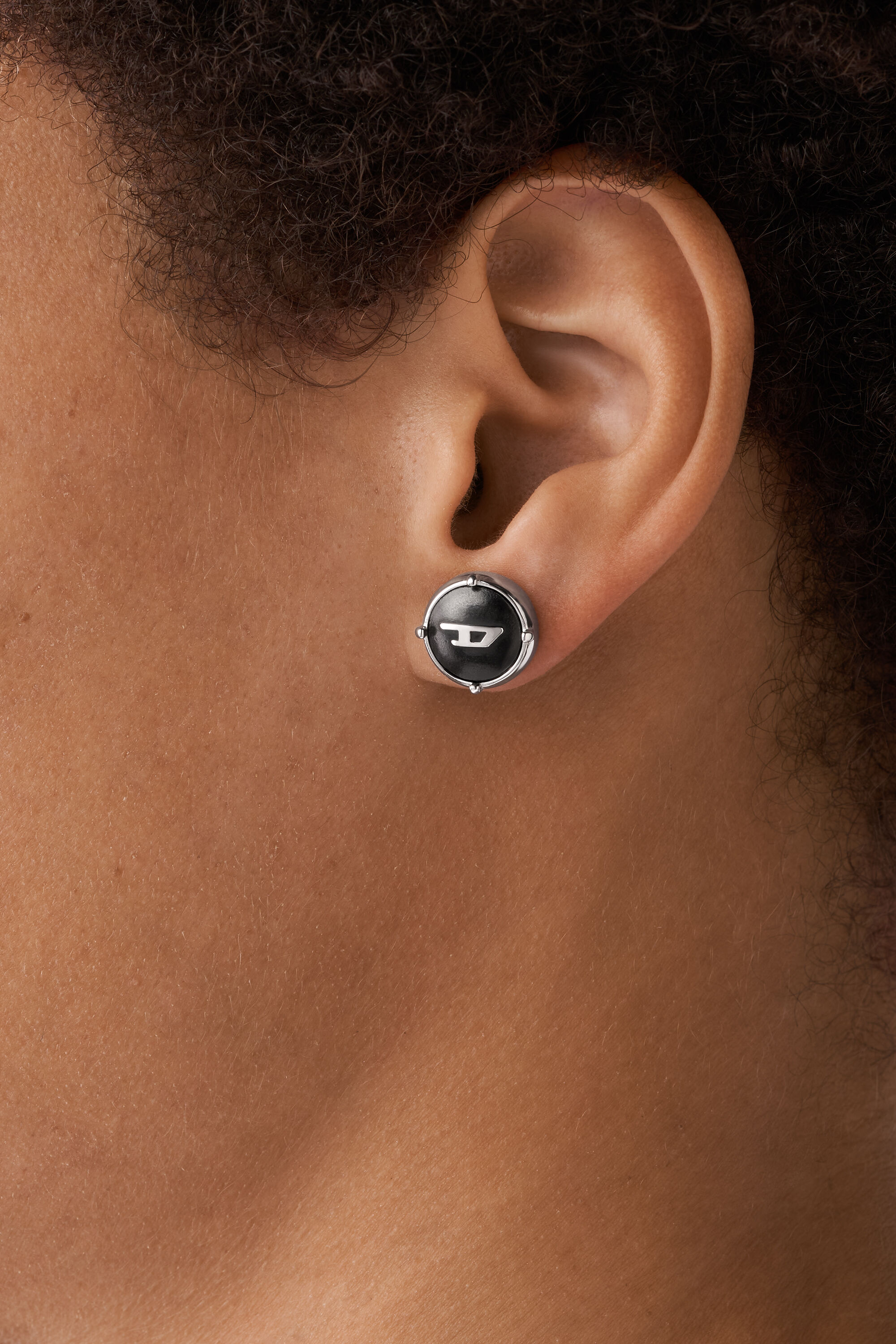 Diesel - DX1335, Unisex's Stainless steel single stud earring in Black - 3