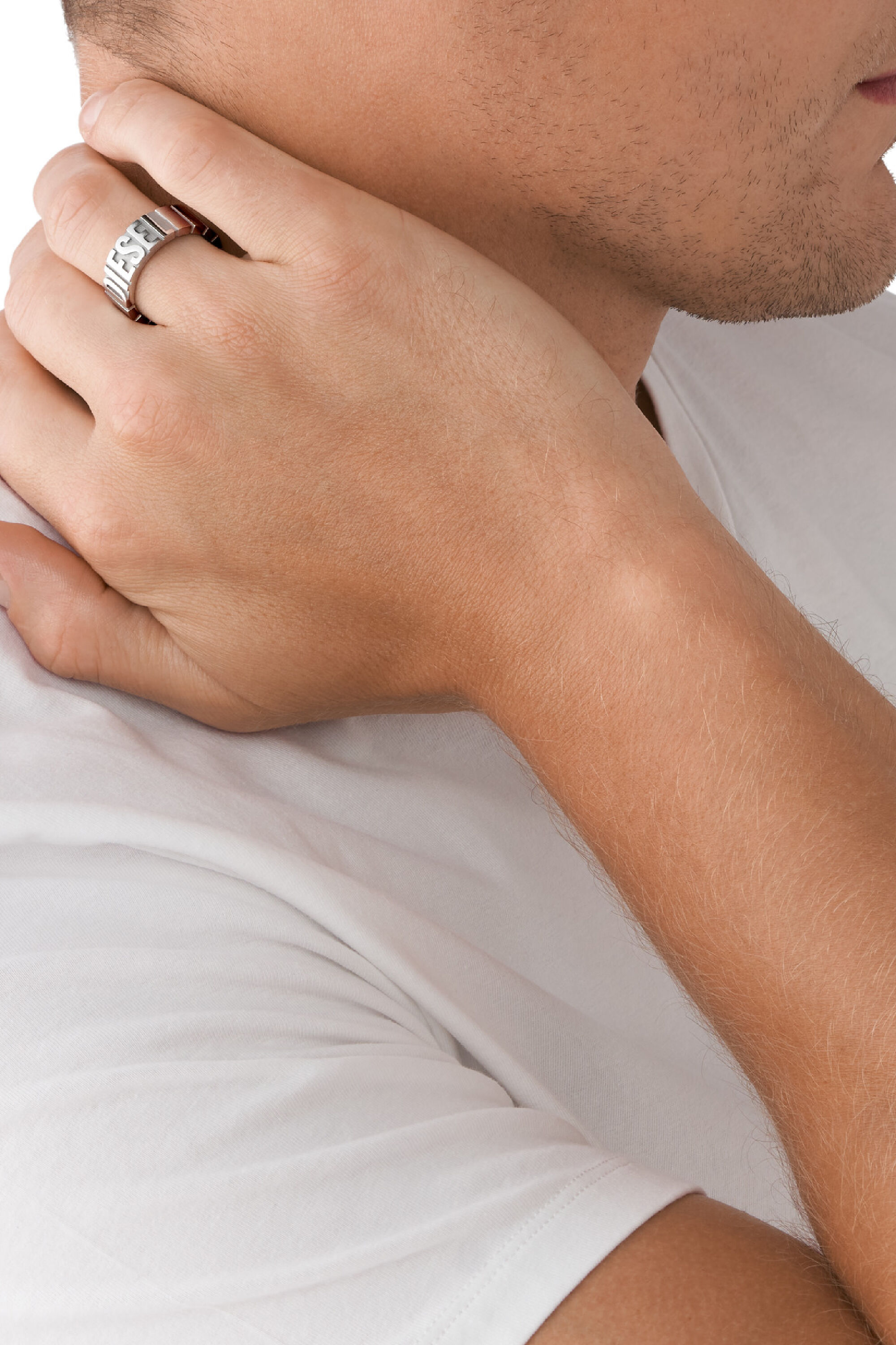 Diesel - DX1390, Male's Stainless steel band ring in Silver - 4