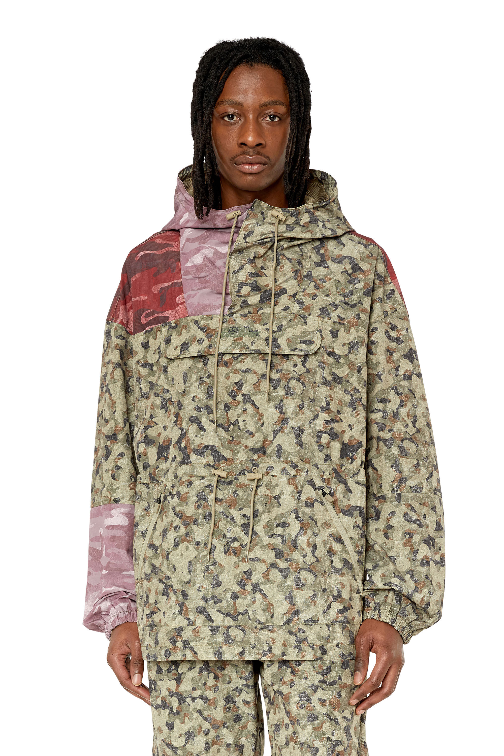AUWT CALEB HT07 Man Hooded jacket with contrast camo prints Diesel