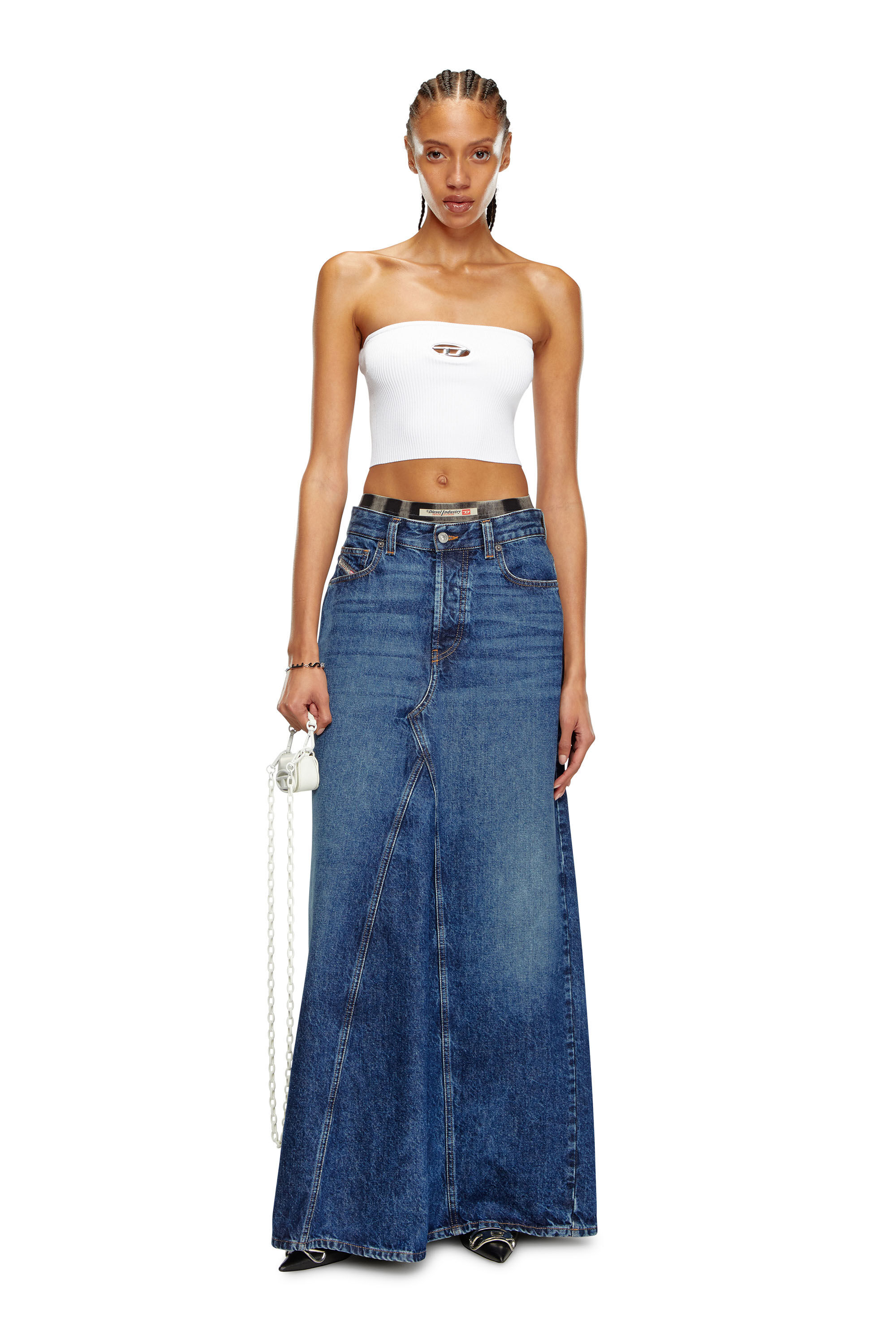 Diesel - M-CLARKSVILLEX, Female's Tube top with logo plaque in White - 1