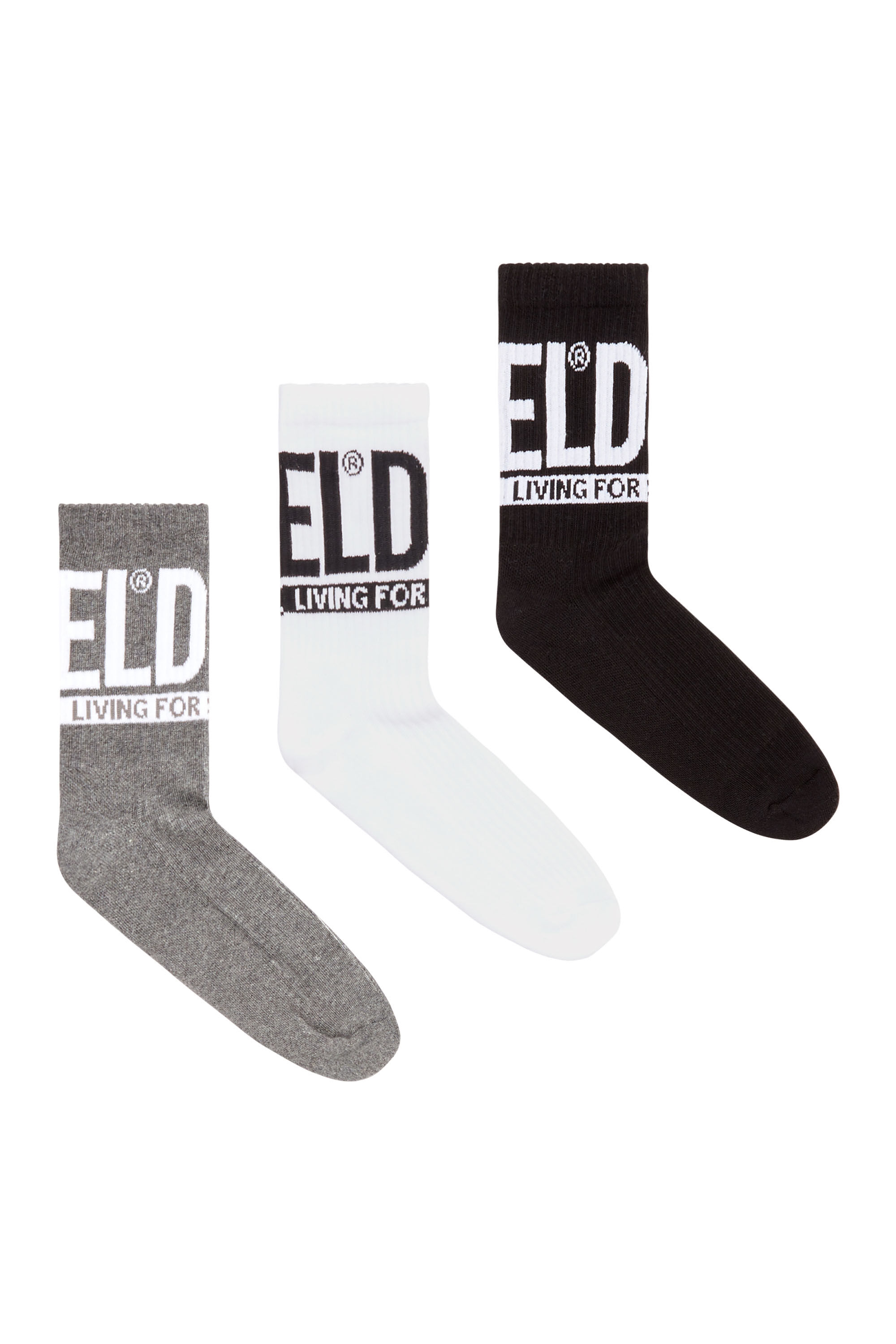 Diesel - SKM-WRAPAROUND-MID-CUT-CUSHIONED-SOCKS, Male's 3-pack of socks with Diesel logo in null - 1