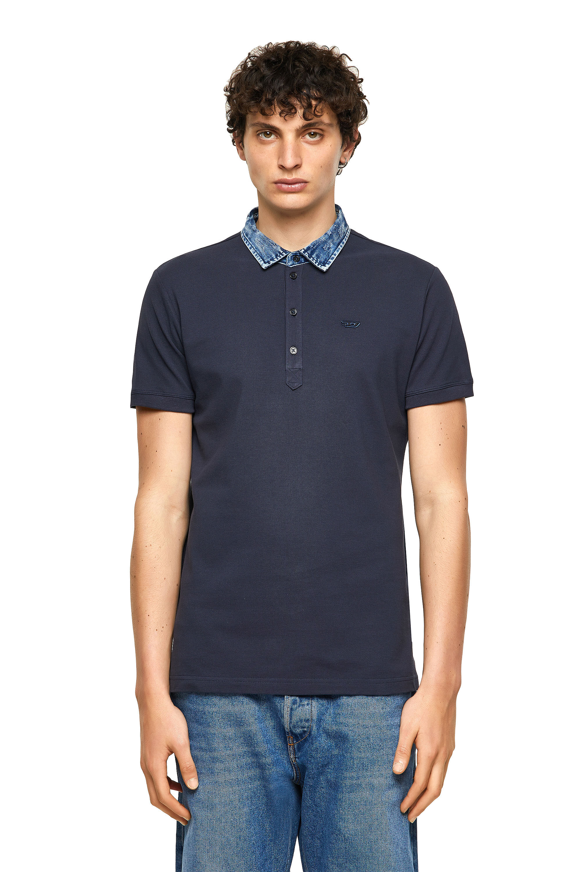 Diesel polo shirt sale denim collar