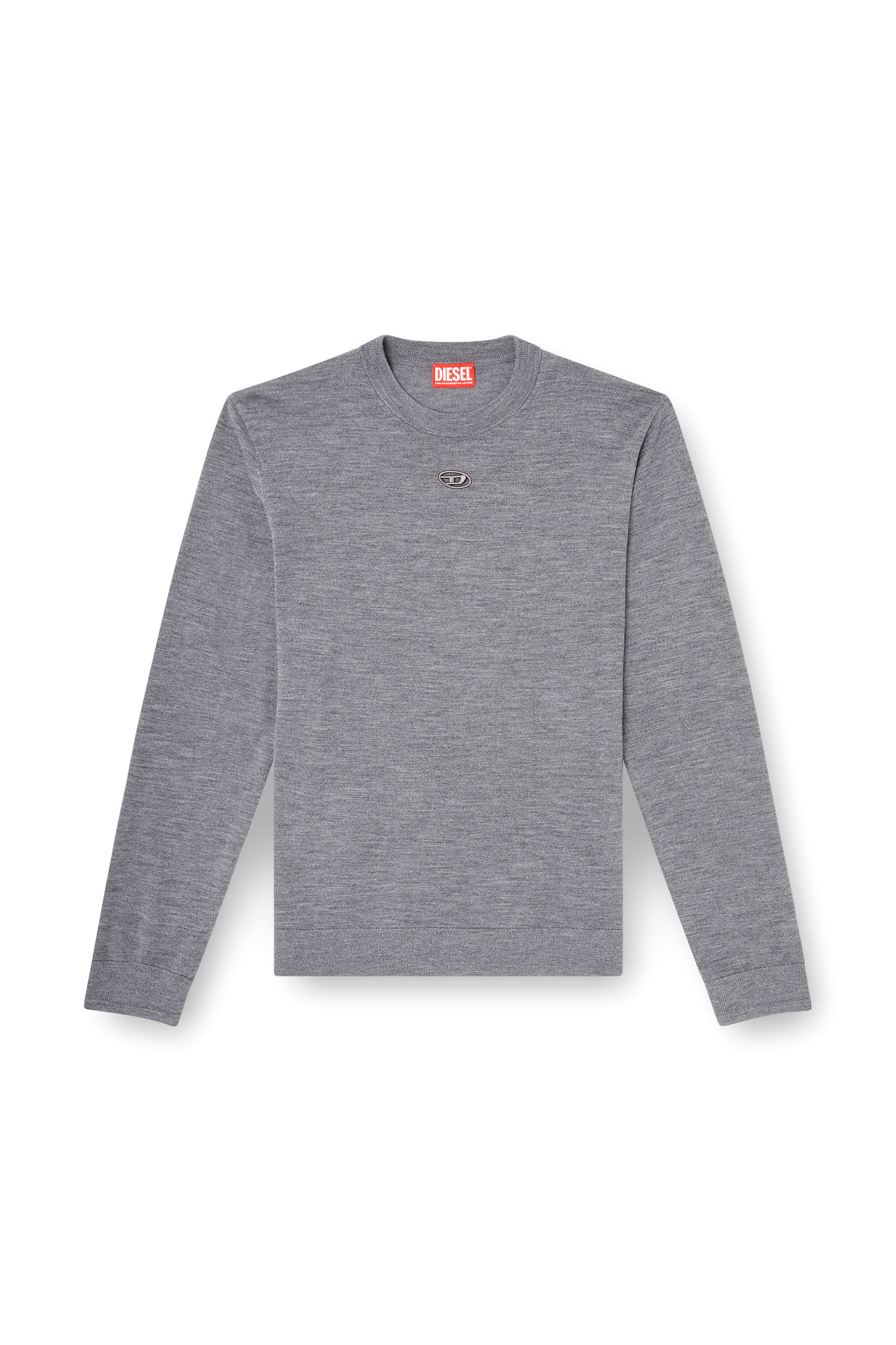 Diesel - K-VALIAM, Male's Wool jumper with cut-out logo in Grey - 2