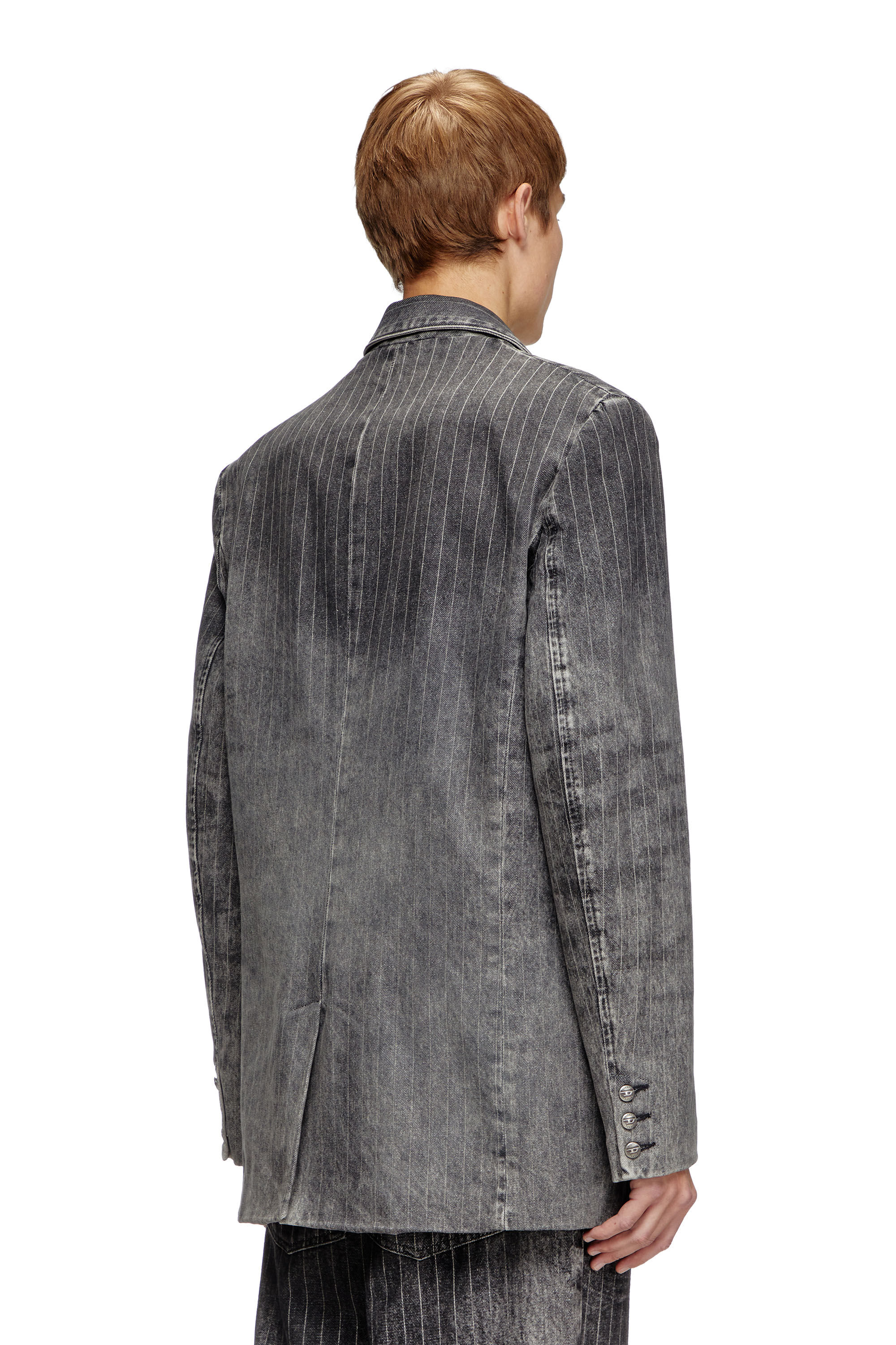 Diesel - D-REGER-S, Blazer tailleur en denim à rayures Mixte in Noir - 5