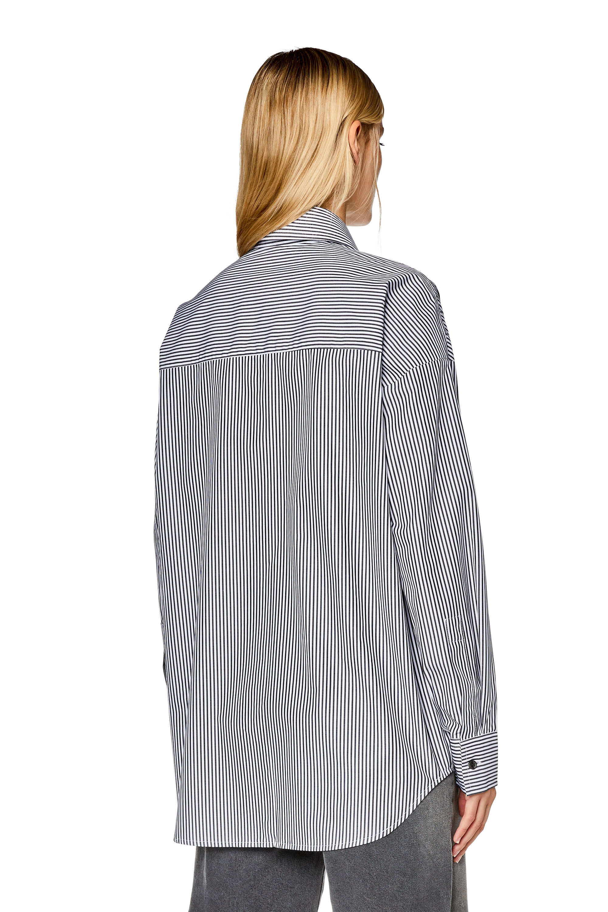 Diesel - C-DOU-STRIPE, Female's Striped shirt with contrast embroidery in Black/White - 4