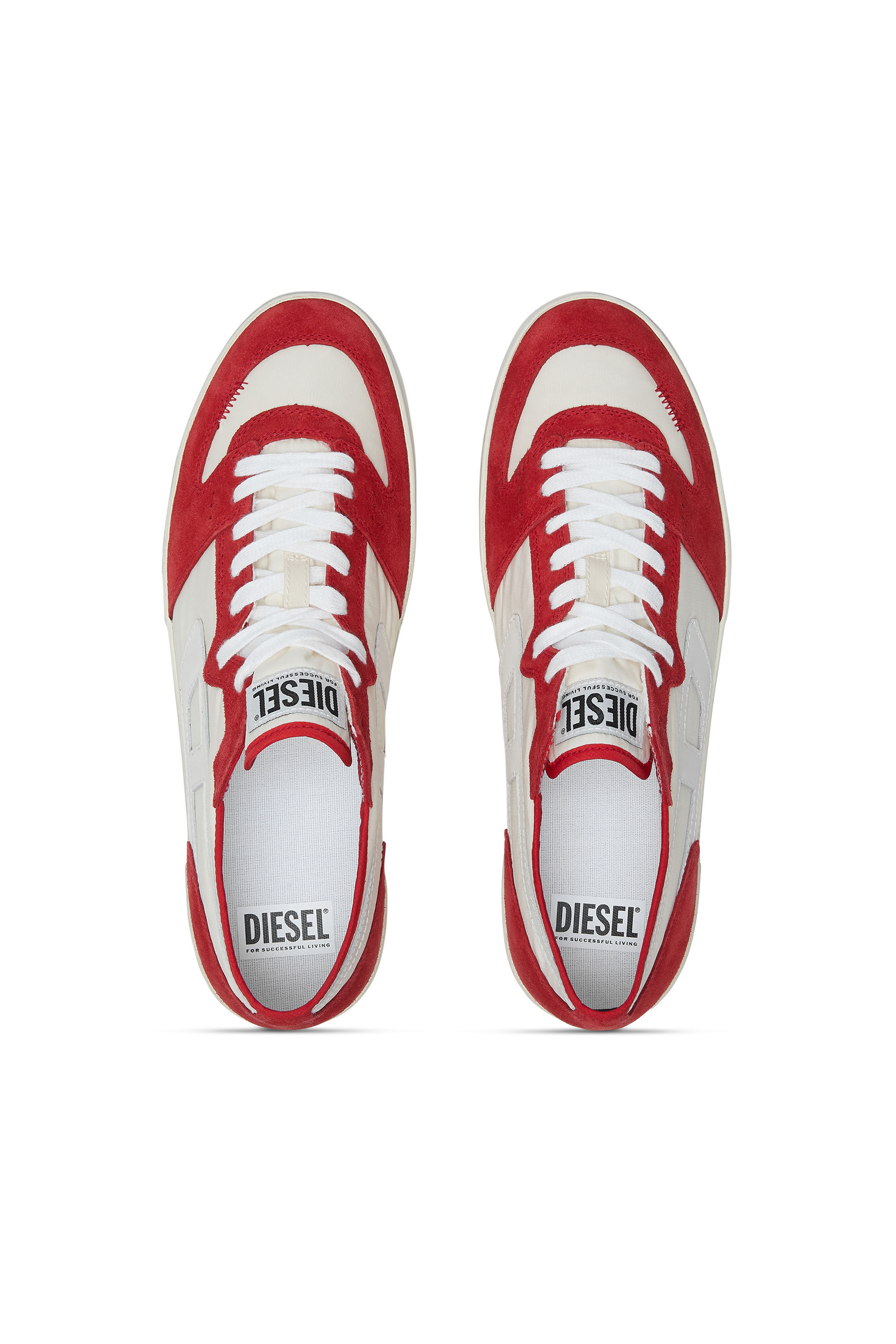 Diesel - S-LEROJI D-1 LOW, Male's S-Leroji D-Sneakers in padded ripstop and suede in Red/White - 4