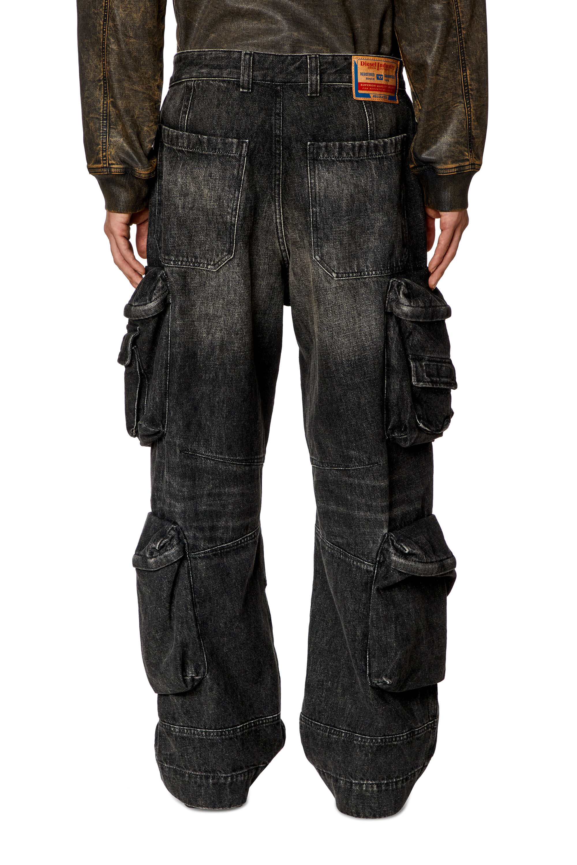 Men's Cargo Regular Jeans | Black/Dark grey | Diesel D-Fish