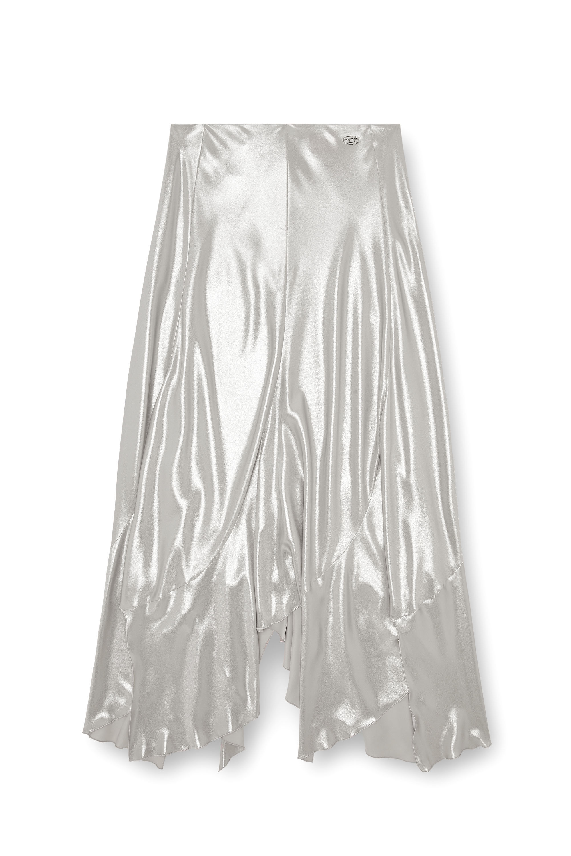 Diesel - O-NAMIT, Jupe longue asymétrique métallisée Femme in Gris argenté - 2