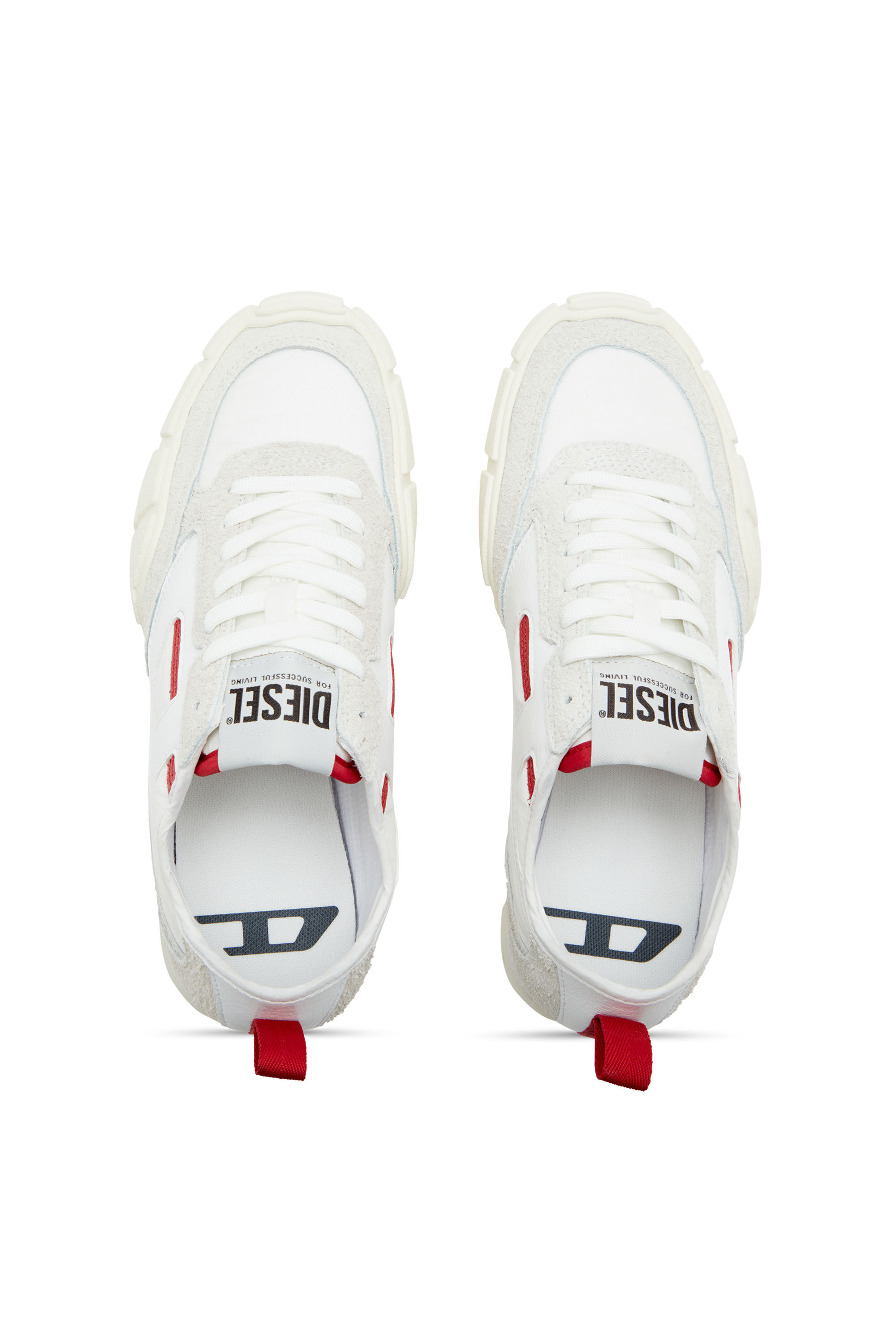 Diesel - S-PAGODHA LOW W, Female's S-Pagodha-Sneakers in leather, suede and ripstop in White/Red - 4