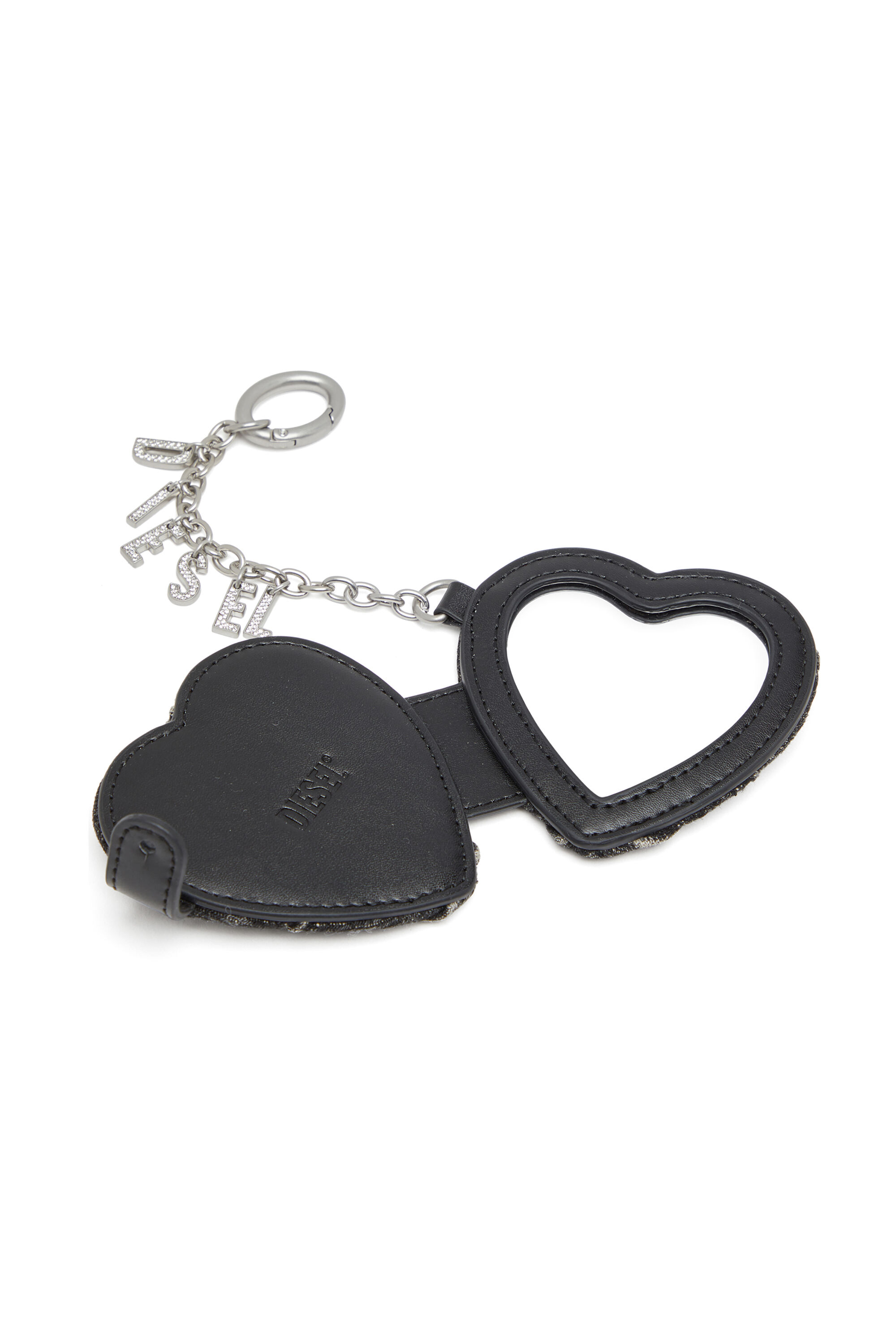 Diesel - CHARM-D MIRROR, Female's Mirror charm in argyle quilted denim in Black - 3