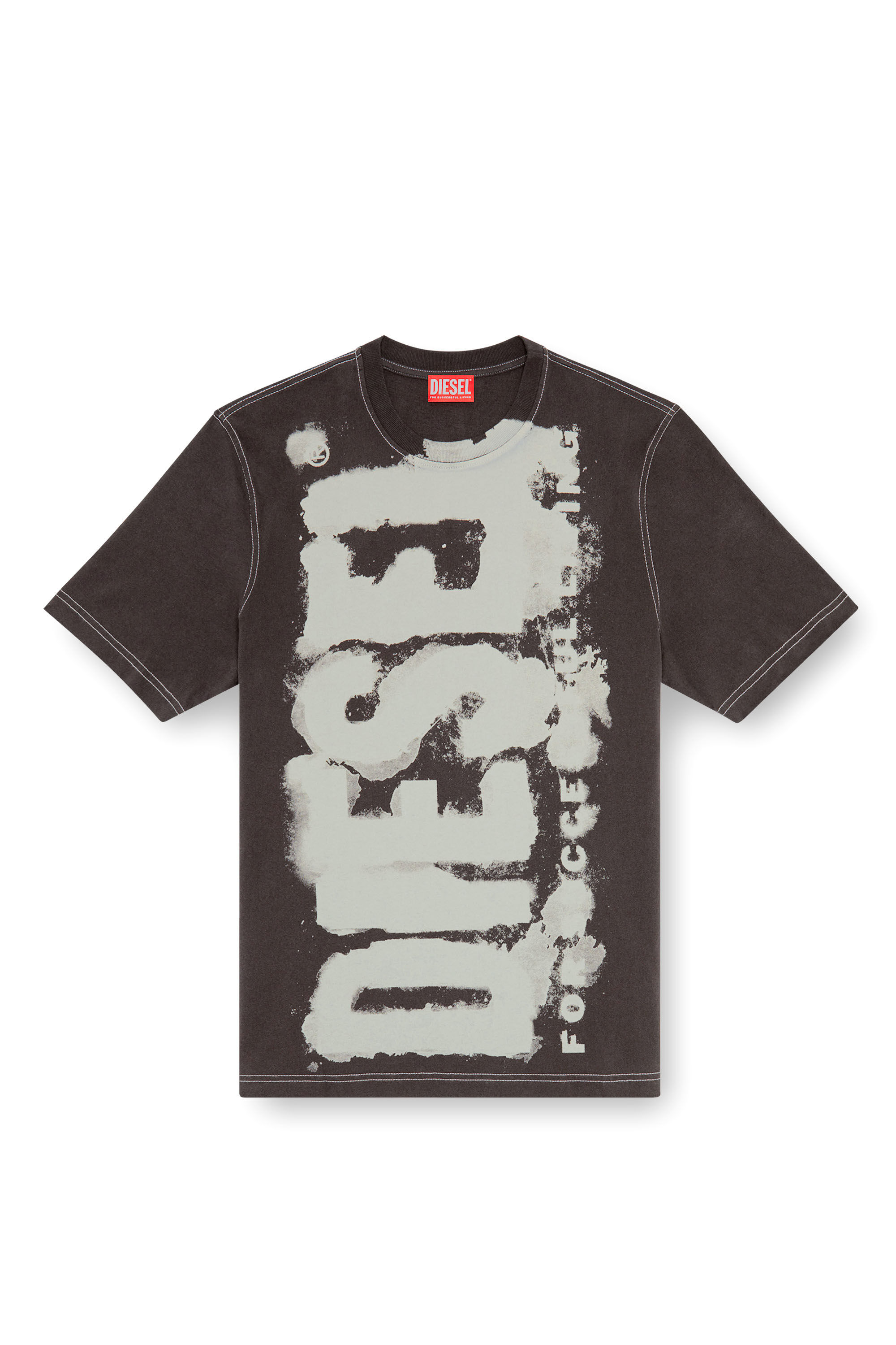 Diesel - T-ADJUST-Q4, T-shirt avec logo effet tacheté Homme in Gris - 2