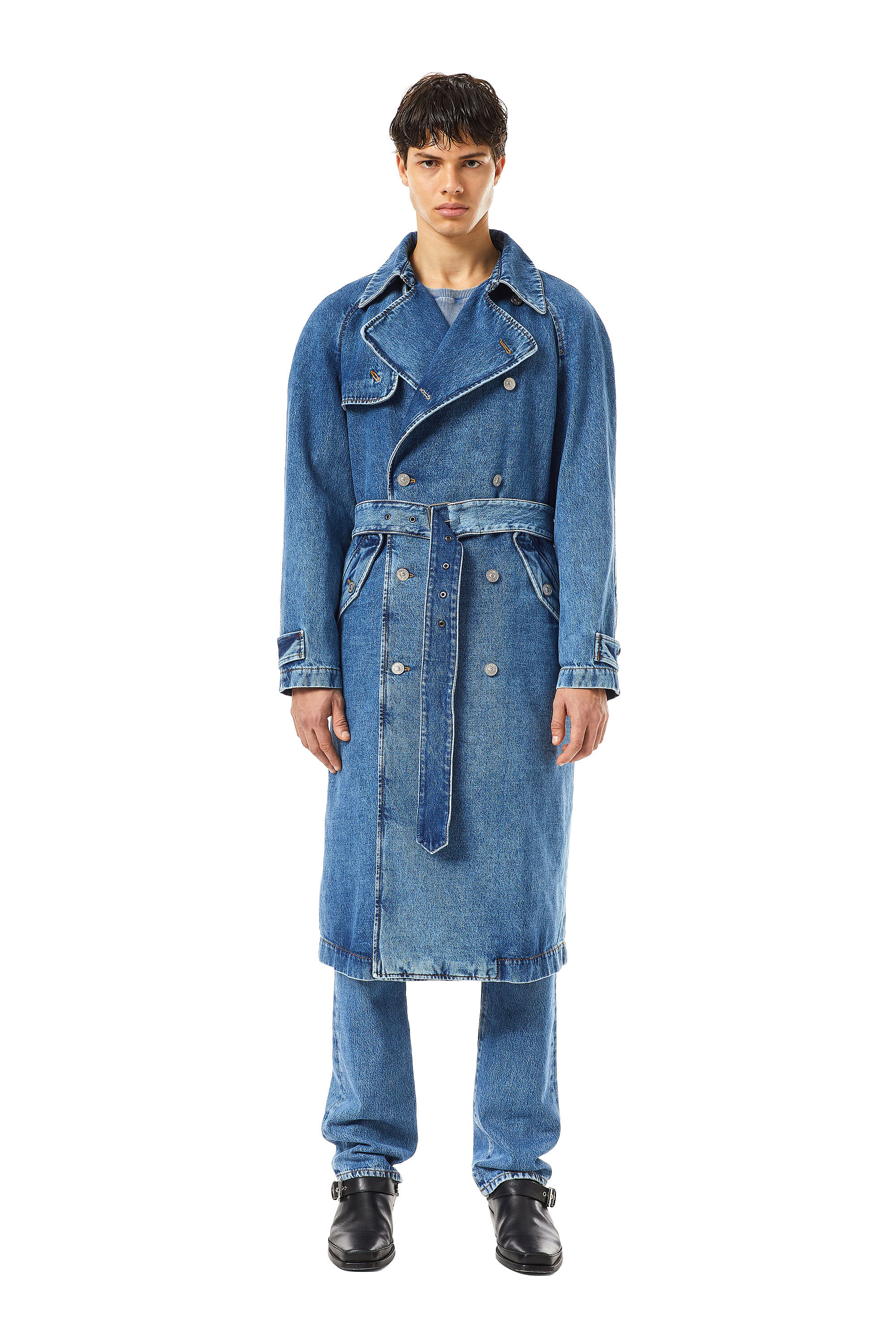 Diesel - D-DELIRIOUS DOUBLE BREASTED TRENCH COAT, Bleu moyen - Image 3